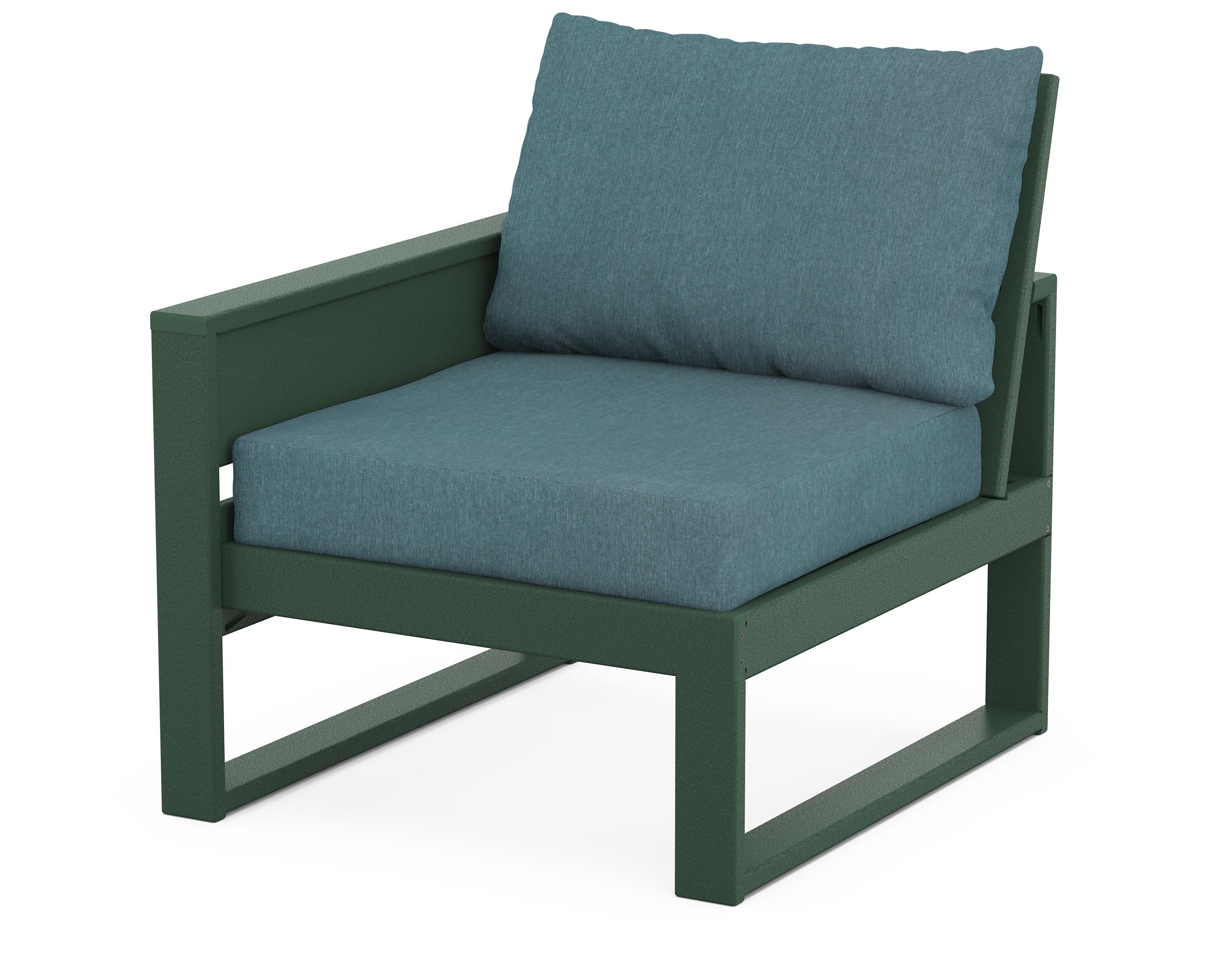 Eastport Modular Left Arm Chair in Rainforest Canopy / Ocean Teal