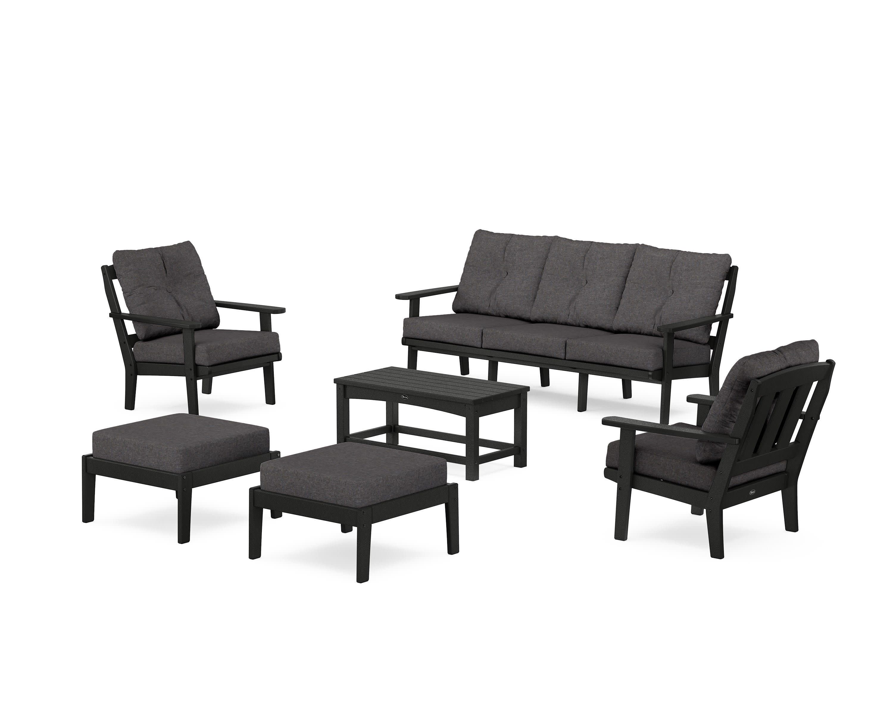 Cape Cod 6-Piece Lounge Sofa Set in Charcoal Black / Ash Charcoal