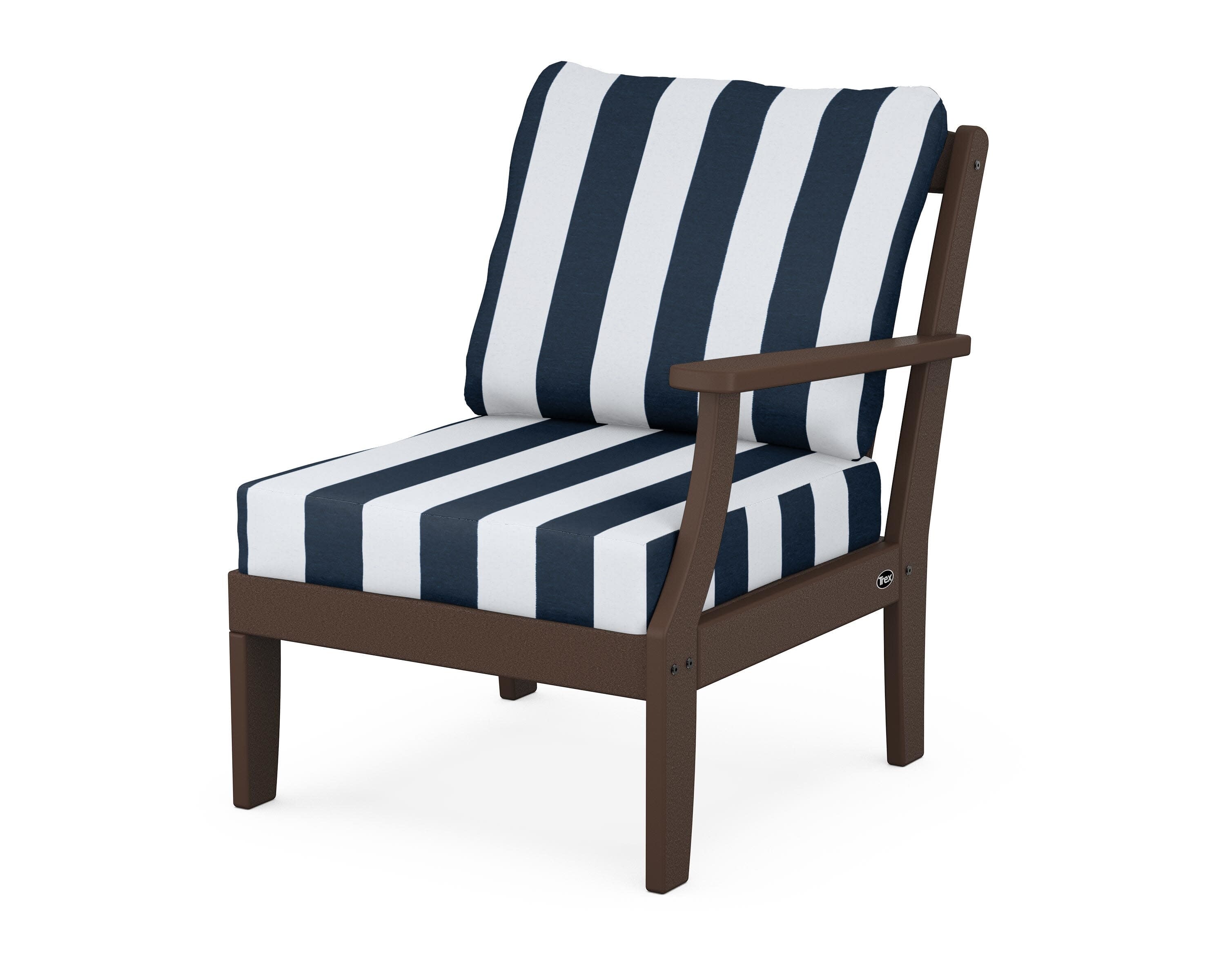 Yacht Club Modular Right Arm Chair in Vintage Lantern / Cabana Stripe Marine Indigo
