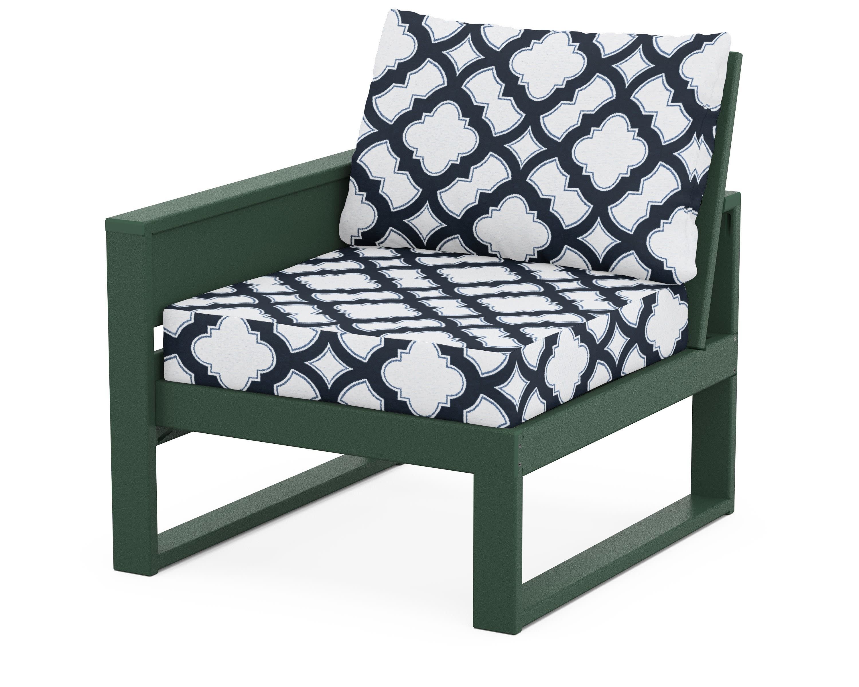 Eastport Modular Left Arm Chair in Rainforest Canopy / Trellis Marine Indigo