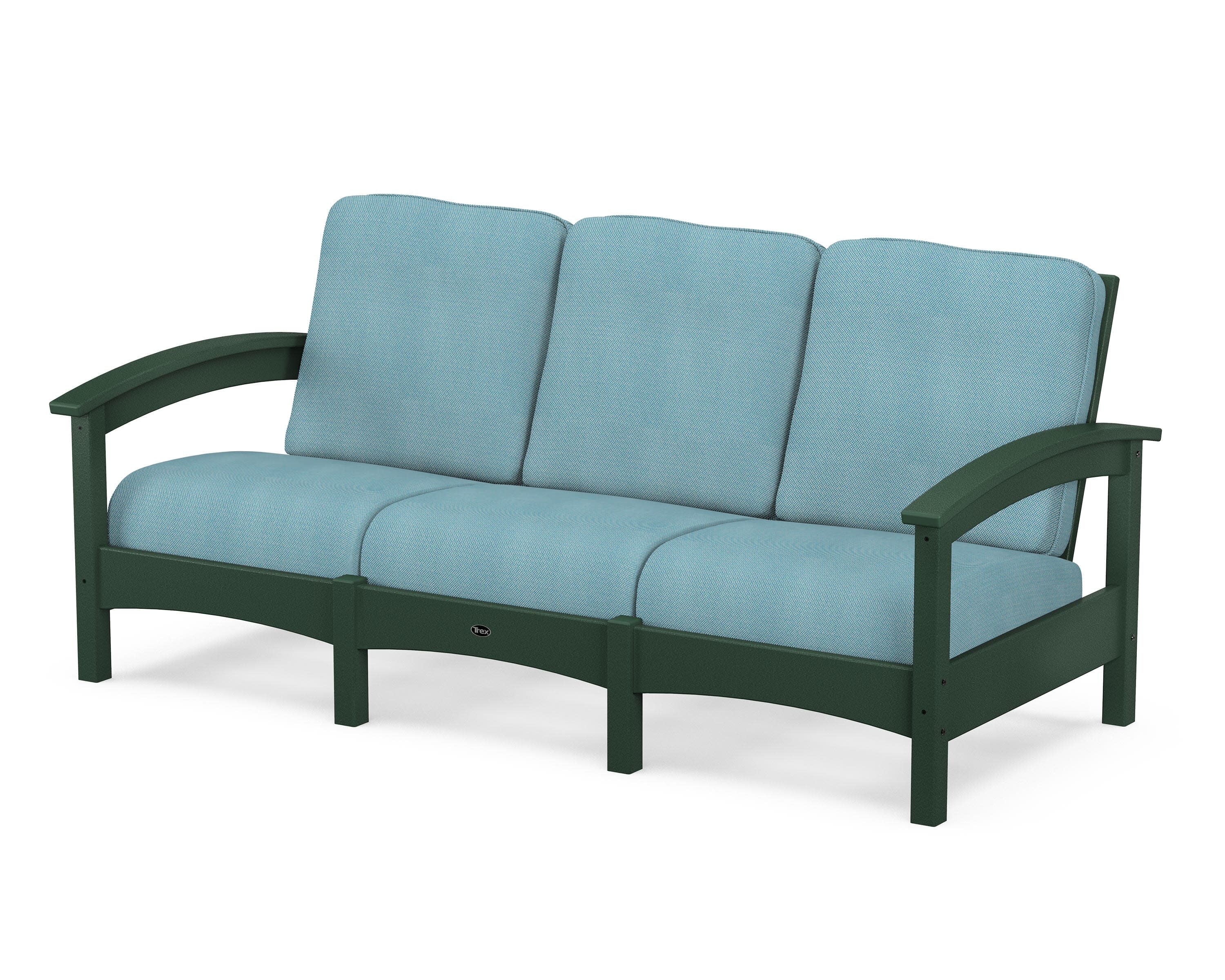Rockport Club Sofa in Rainforest Canopy / Lattice Sky Blue