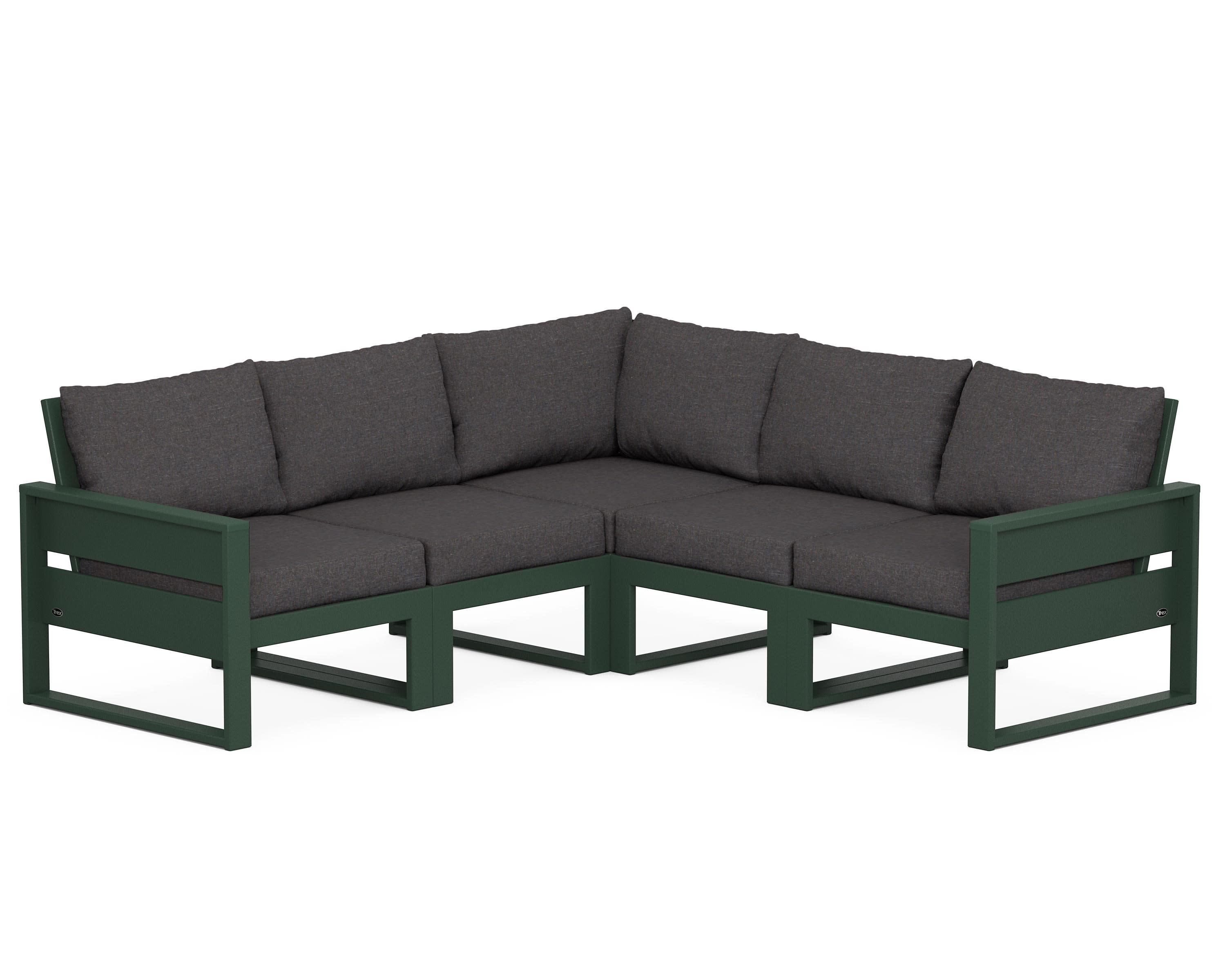 Eastport 5-Piece Sectional in Rainforest Canopy / Ash Charcoal