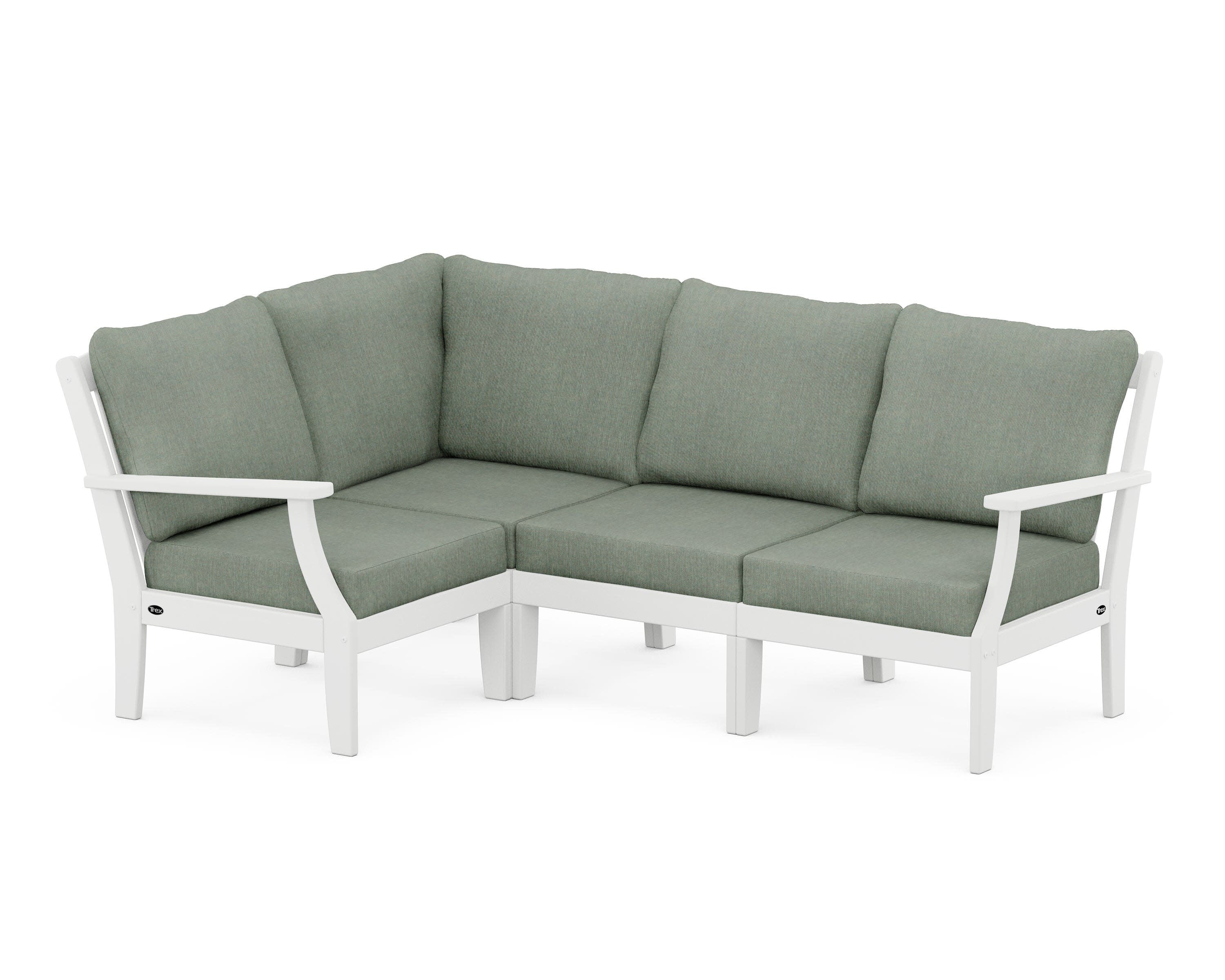 Yacht Club Modular 4-Piece Deep Seating Set in Classic White / Cast Sage