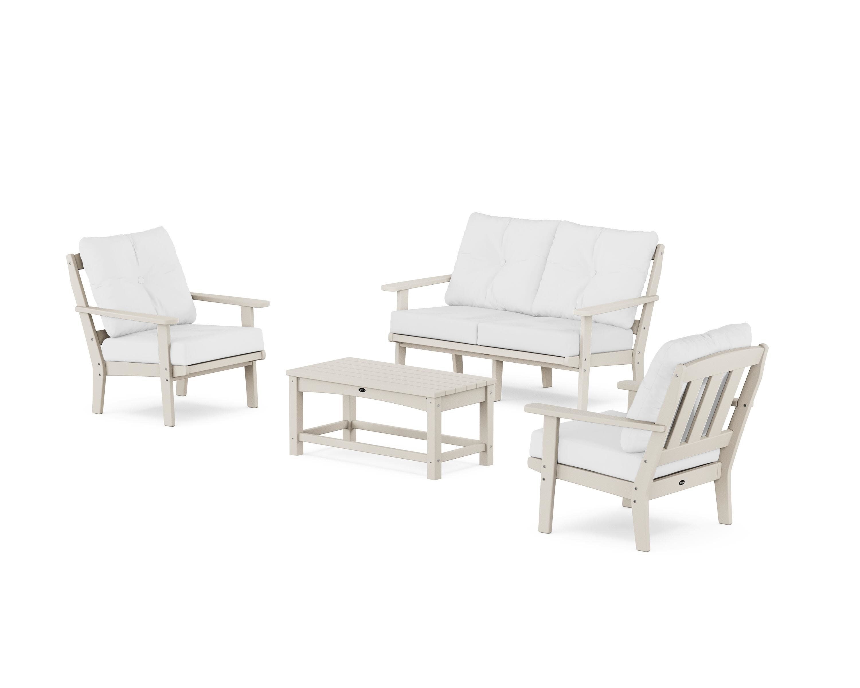 Cape Cod 4-Piece Deep Seating Set with Loveseat in Sand Castle / Natural