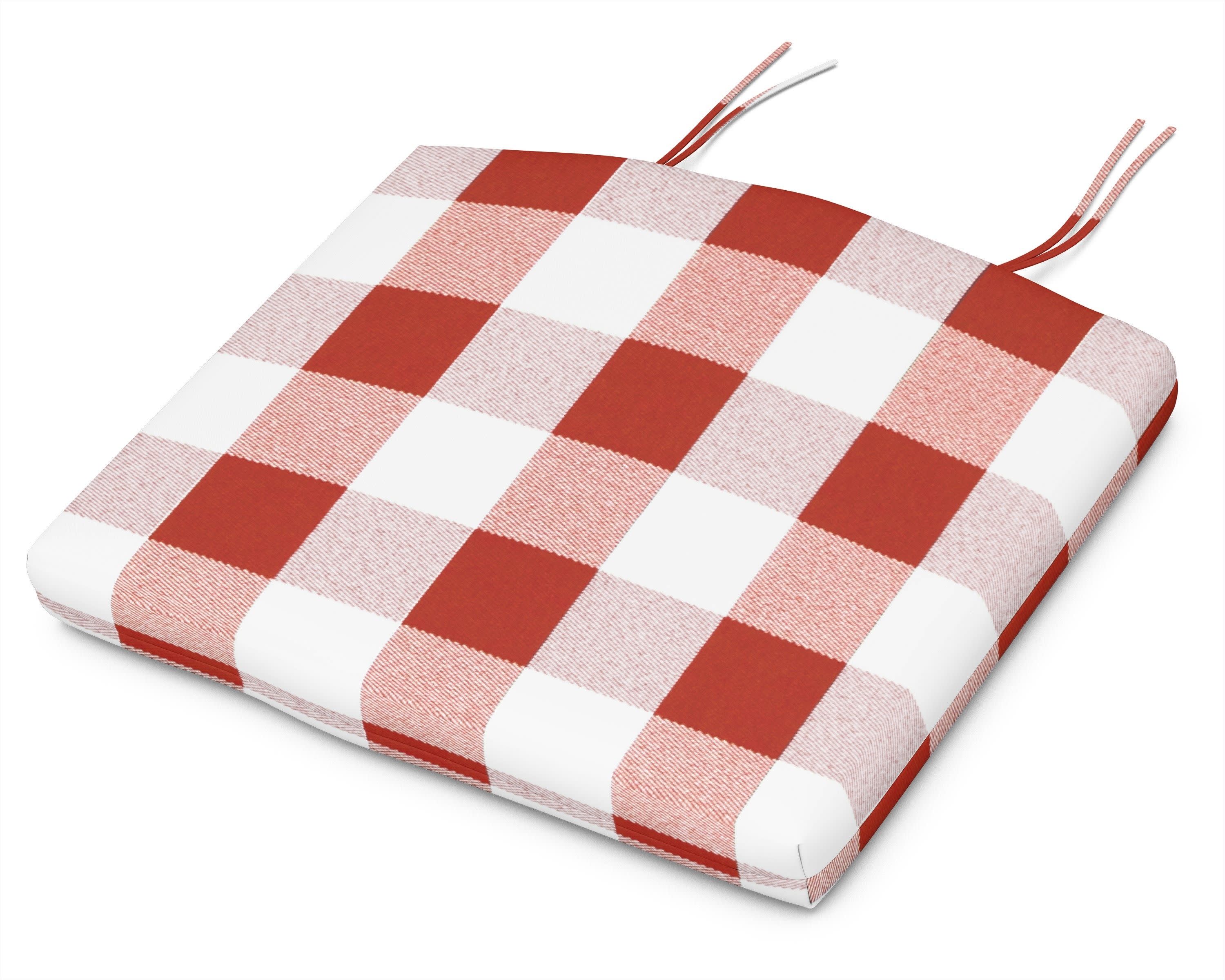 Seat Cushion - 18"D x 22"W x 2.5"H in Buffalo Plaid Crimson