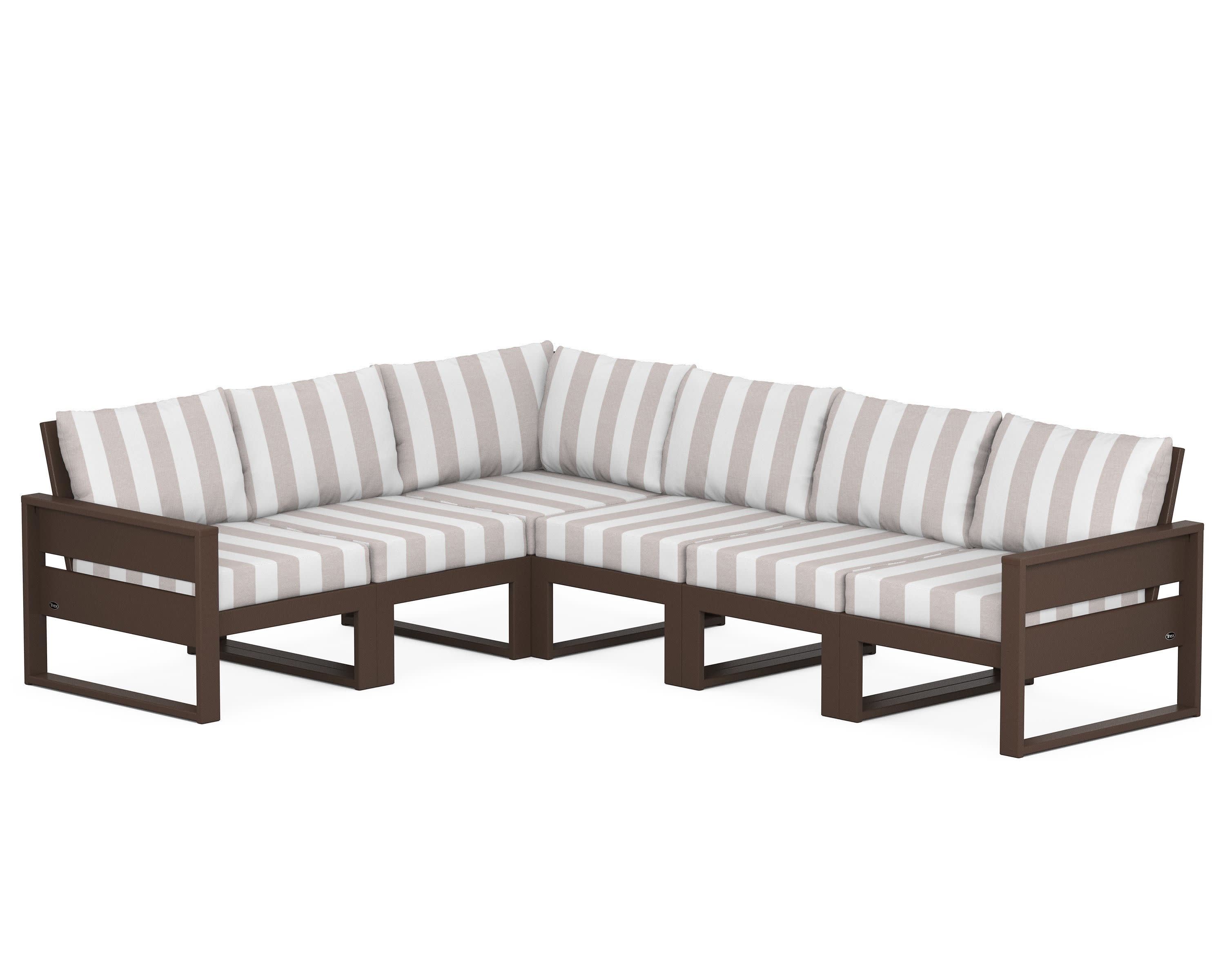 Eastport 6-Piece Sectional in Vintage Lantern / Cabana Stripe Dune Burlap