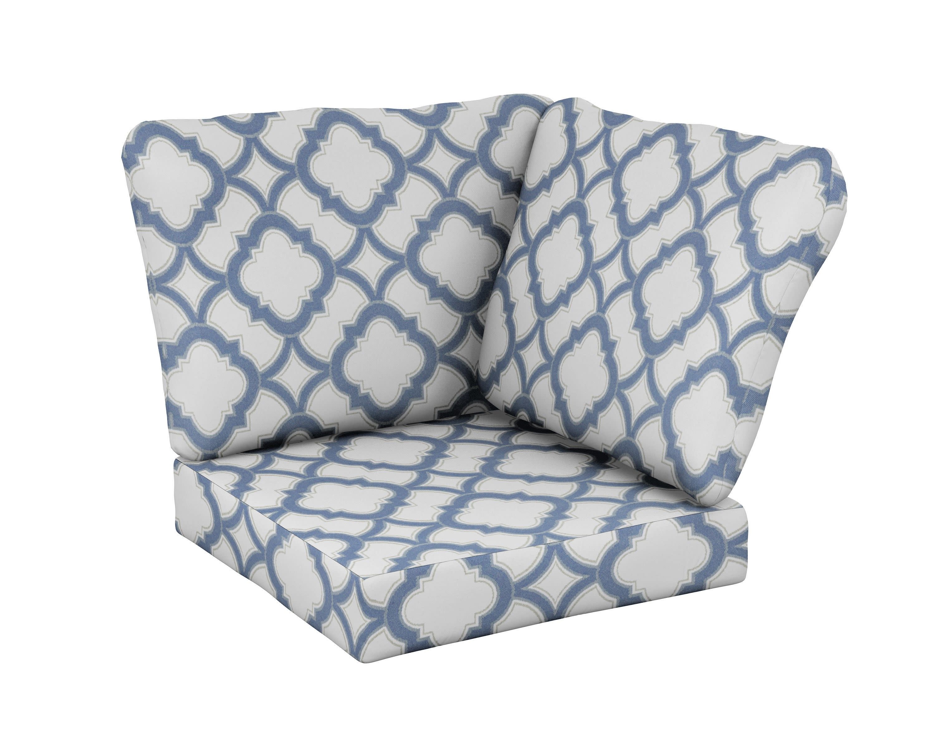 Baffle Modular Corner Cushion in Trellis Sky Blue