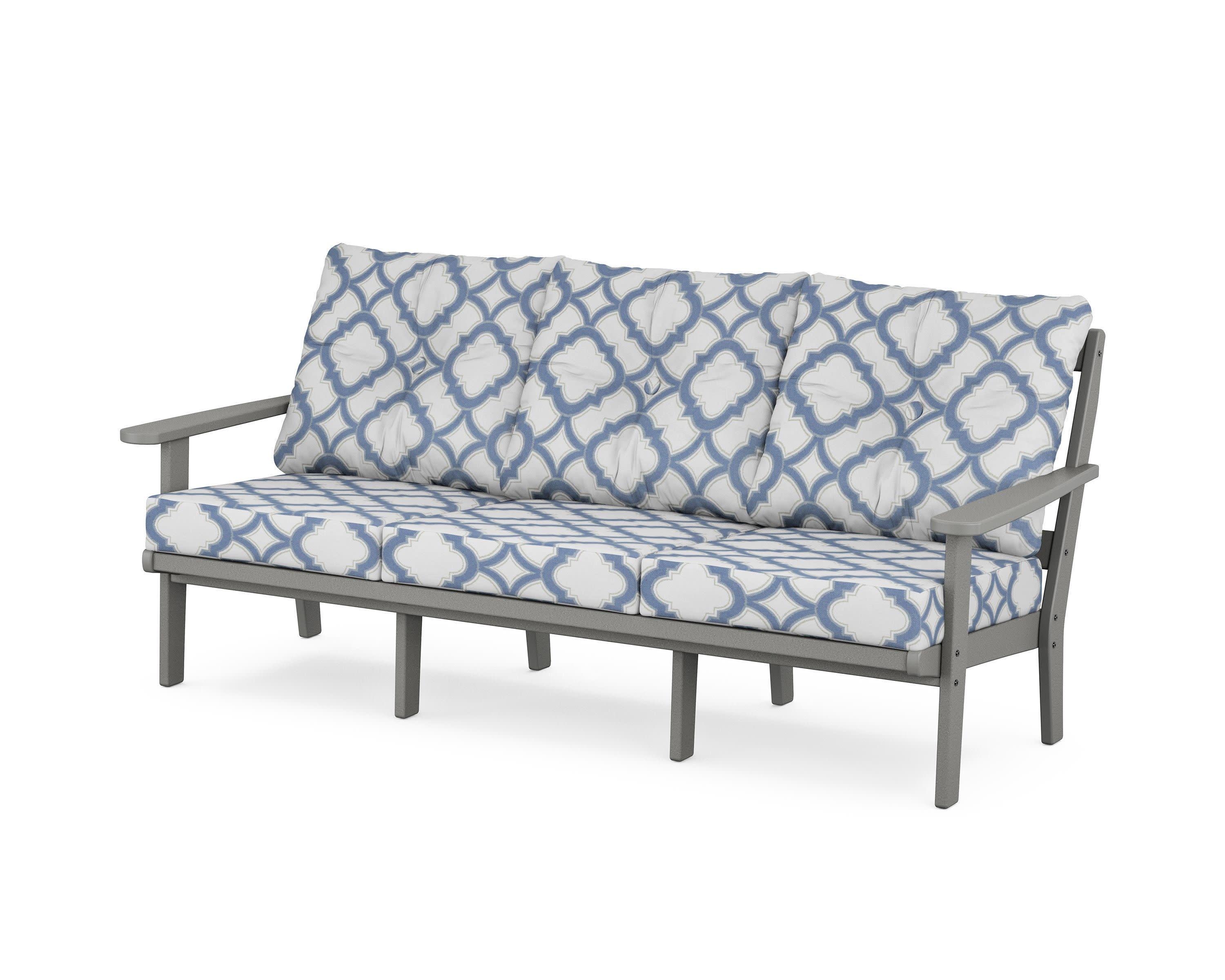 Cape Cod Deep Seating Sofa in Stepping Stone / Trellis Sky Blue
