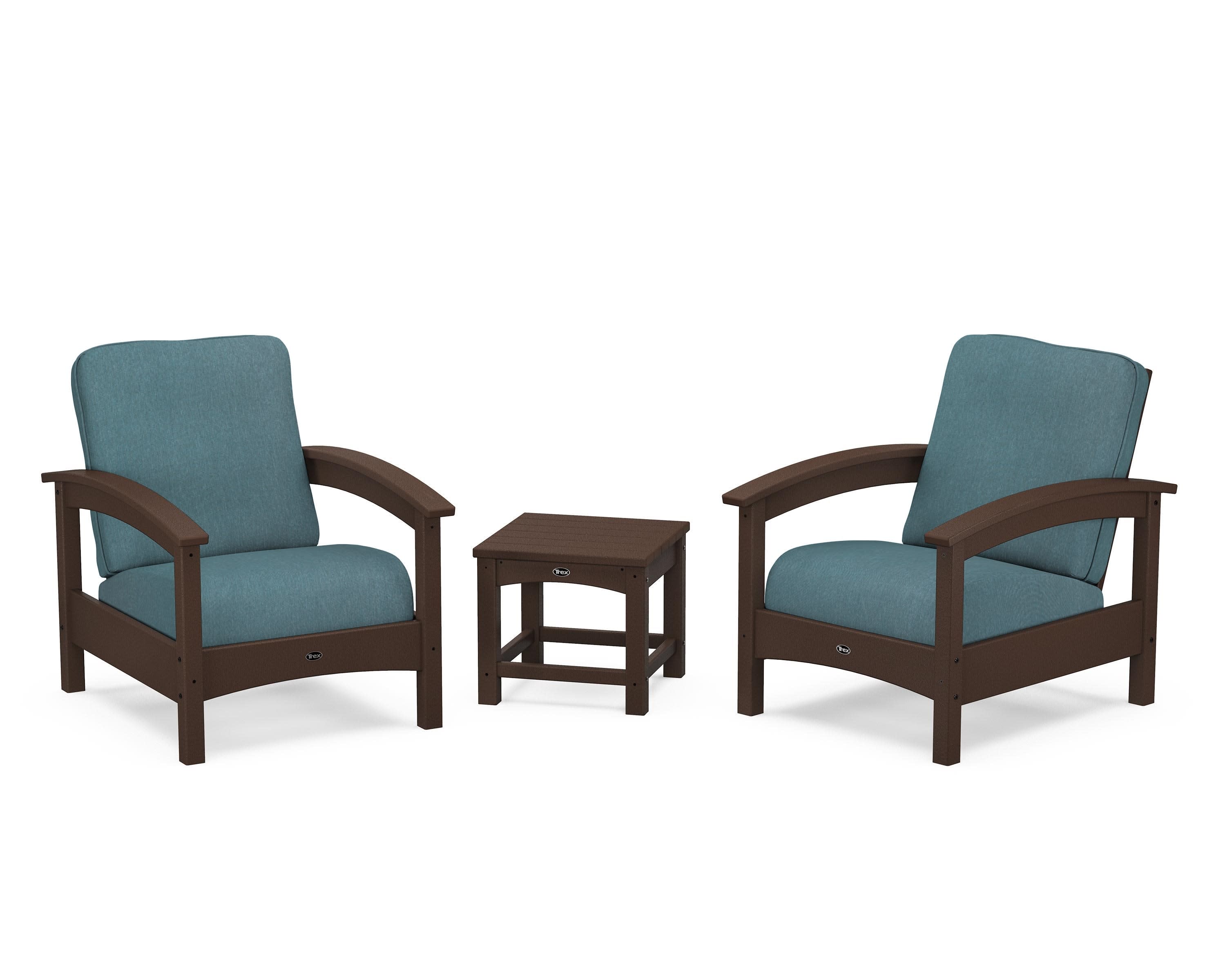 Rockport Club 3-Piece Deep Seating Conversation Set in Vintage Lantern / Ocean Teal