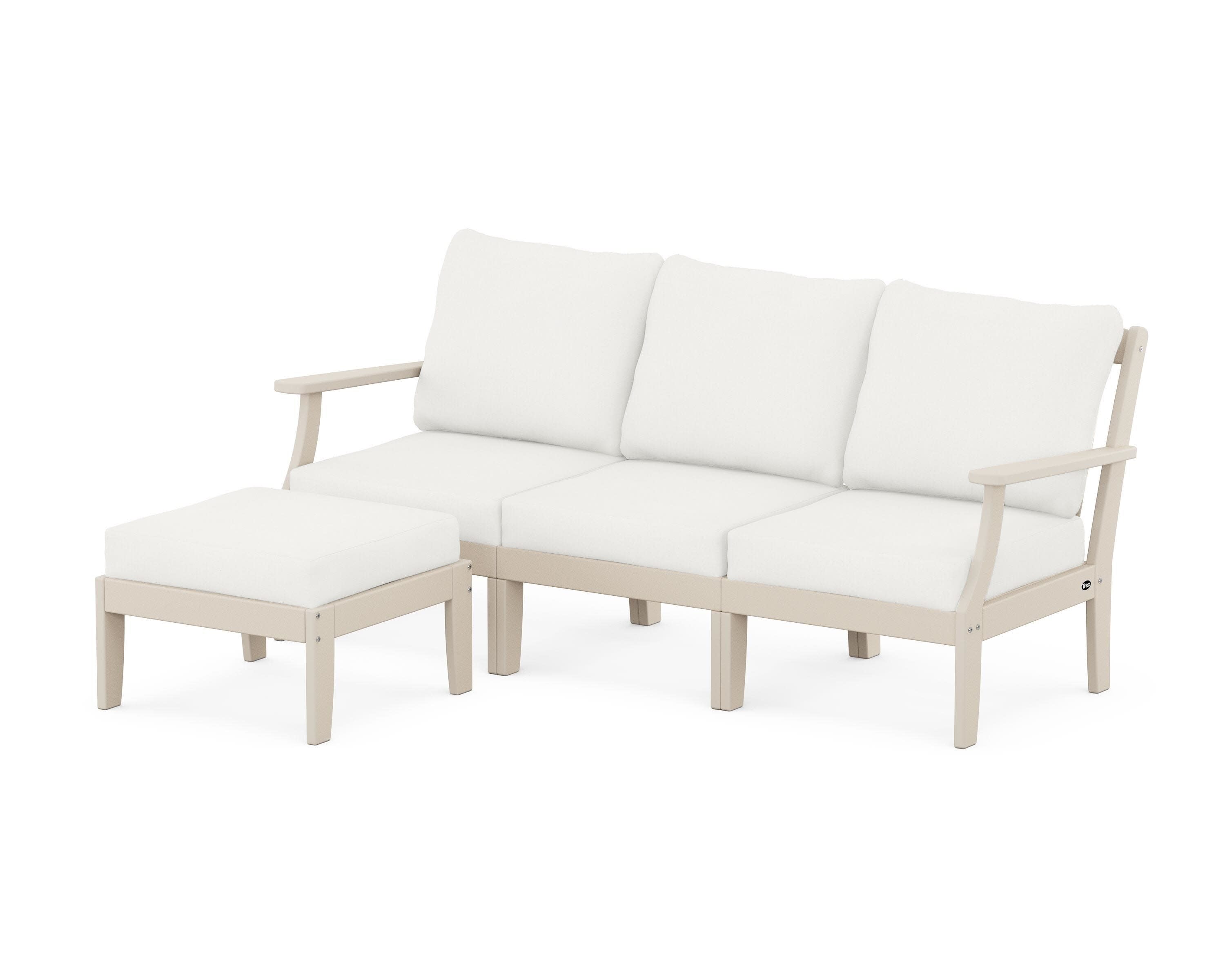 Yacht Club Modular 4-Piece Deep Seating Set with Ottoman in Sand Castle / Natural Linen