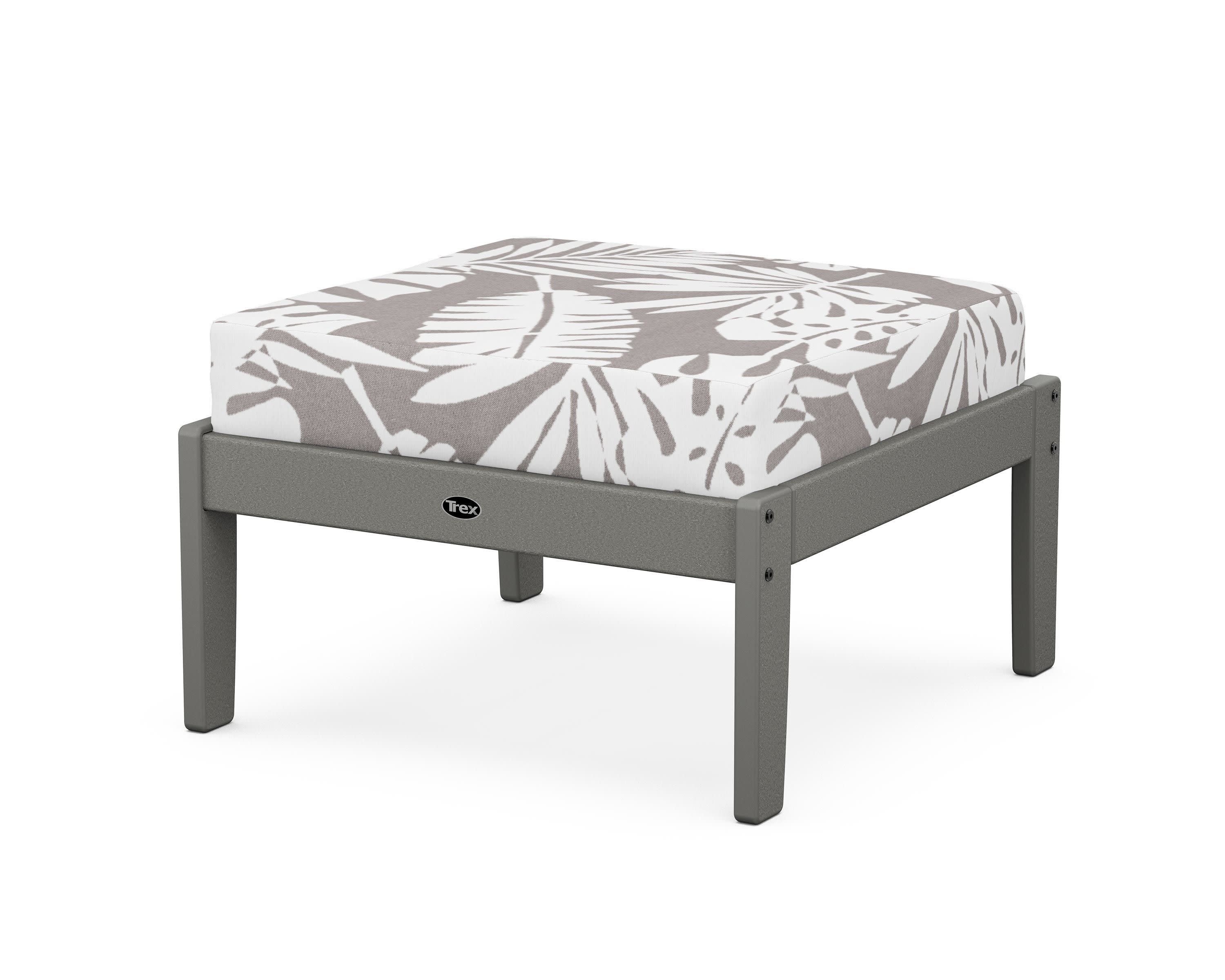 Yacht Club Deep Seating Ottoman in Stepping Stone / Leaf Grey Mist