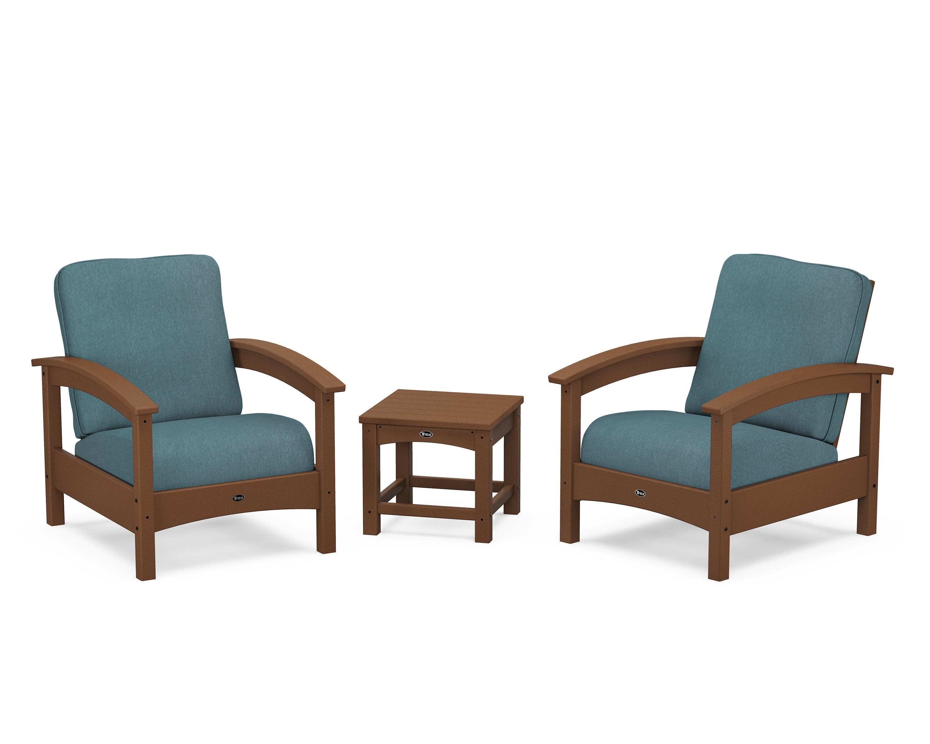 Rockport Club 3-Piece Deep Seating Conversation Set in Tree House / Ocean Teal