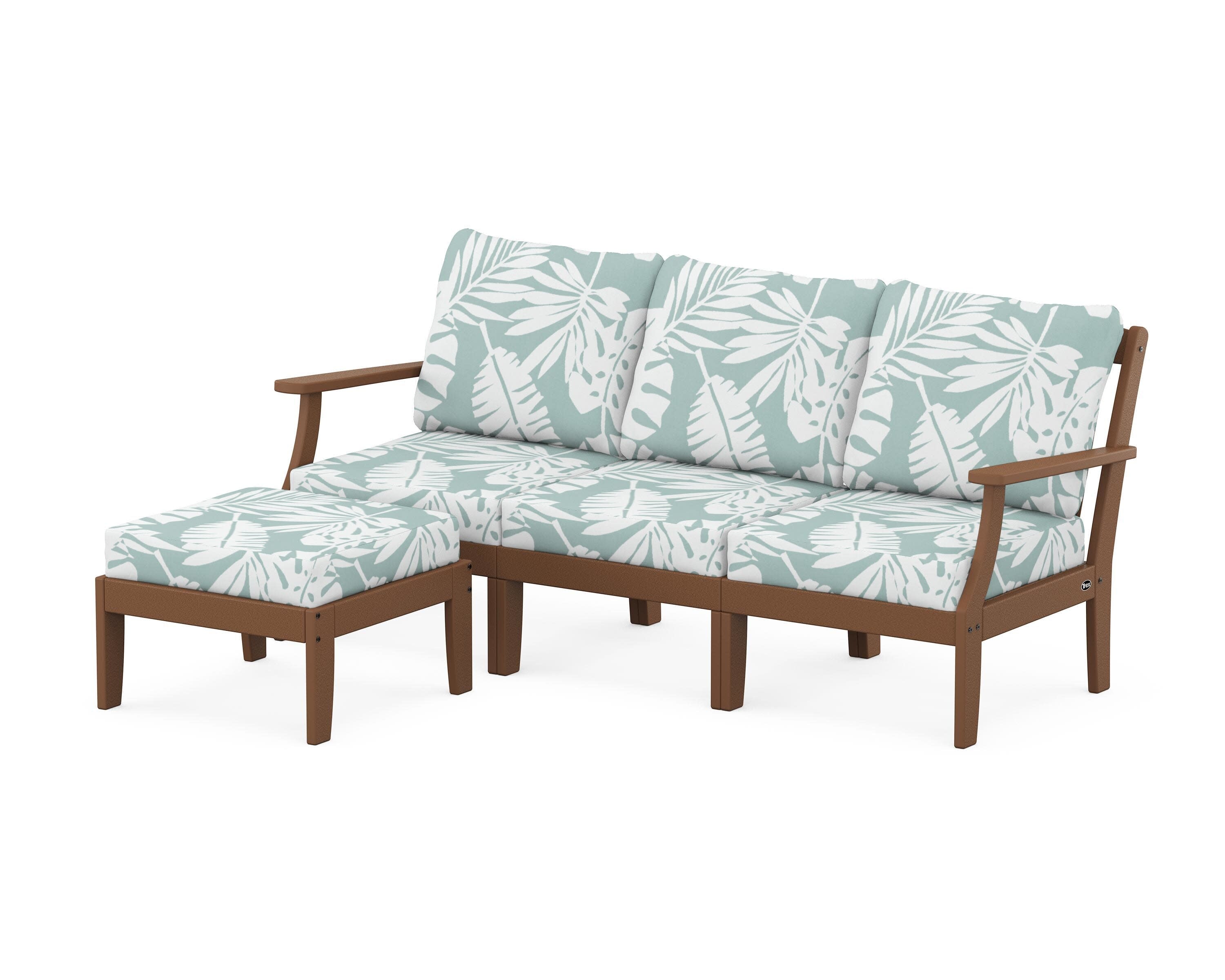 Yacht Club Modular 4-Piece Deep Seating Set with Ottoman in Tree House / Leaf Glacier Spa