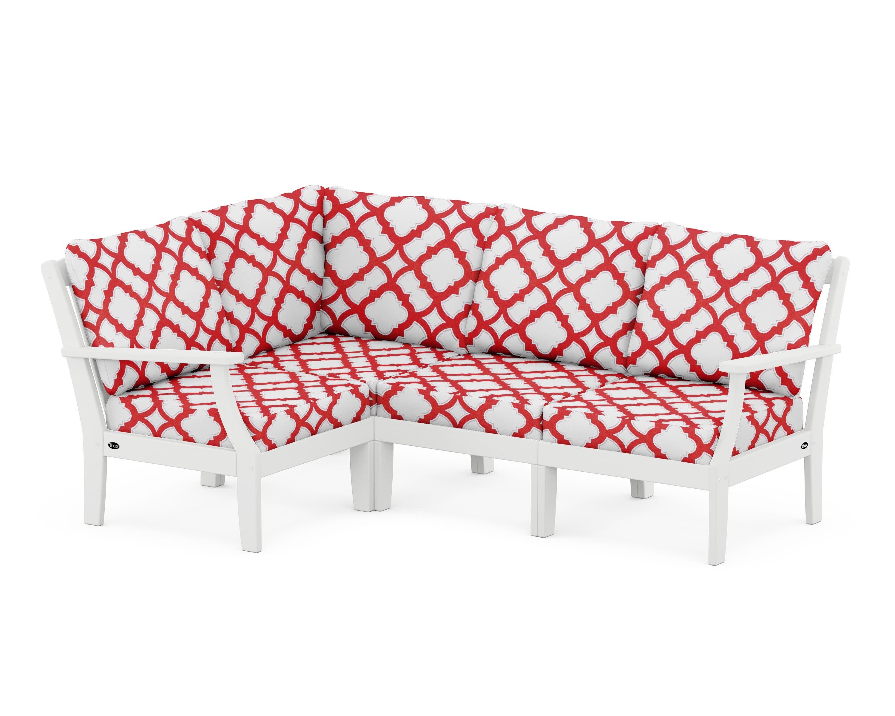Yacht Club Modular 4-Piece Deep Seating Set in Classic White / Trellis Crimson