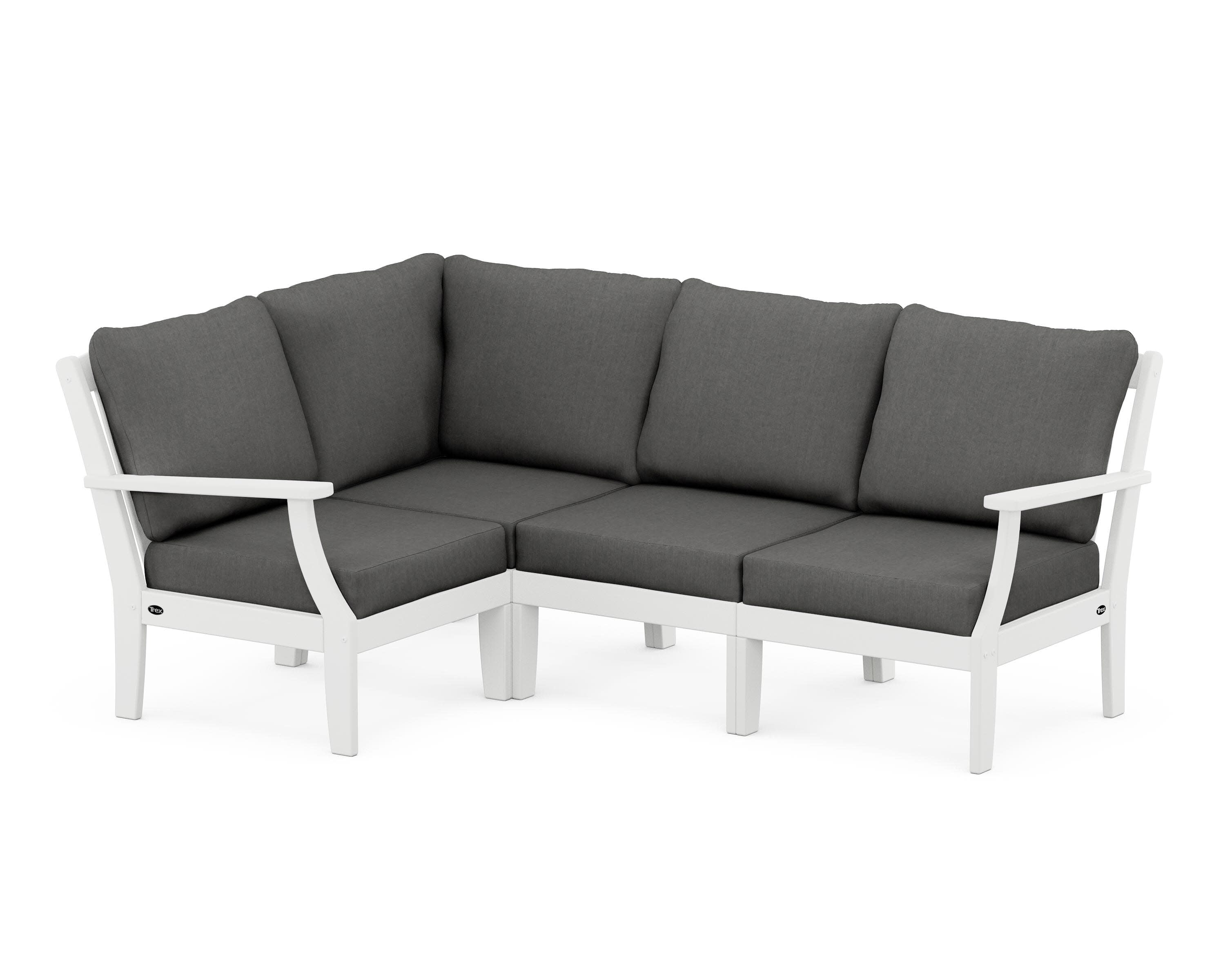 Yacht Club Modular 4-Piece Deep Seating Set in Classic White / Spectrum Carbon