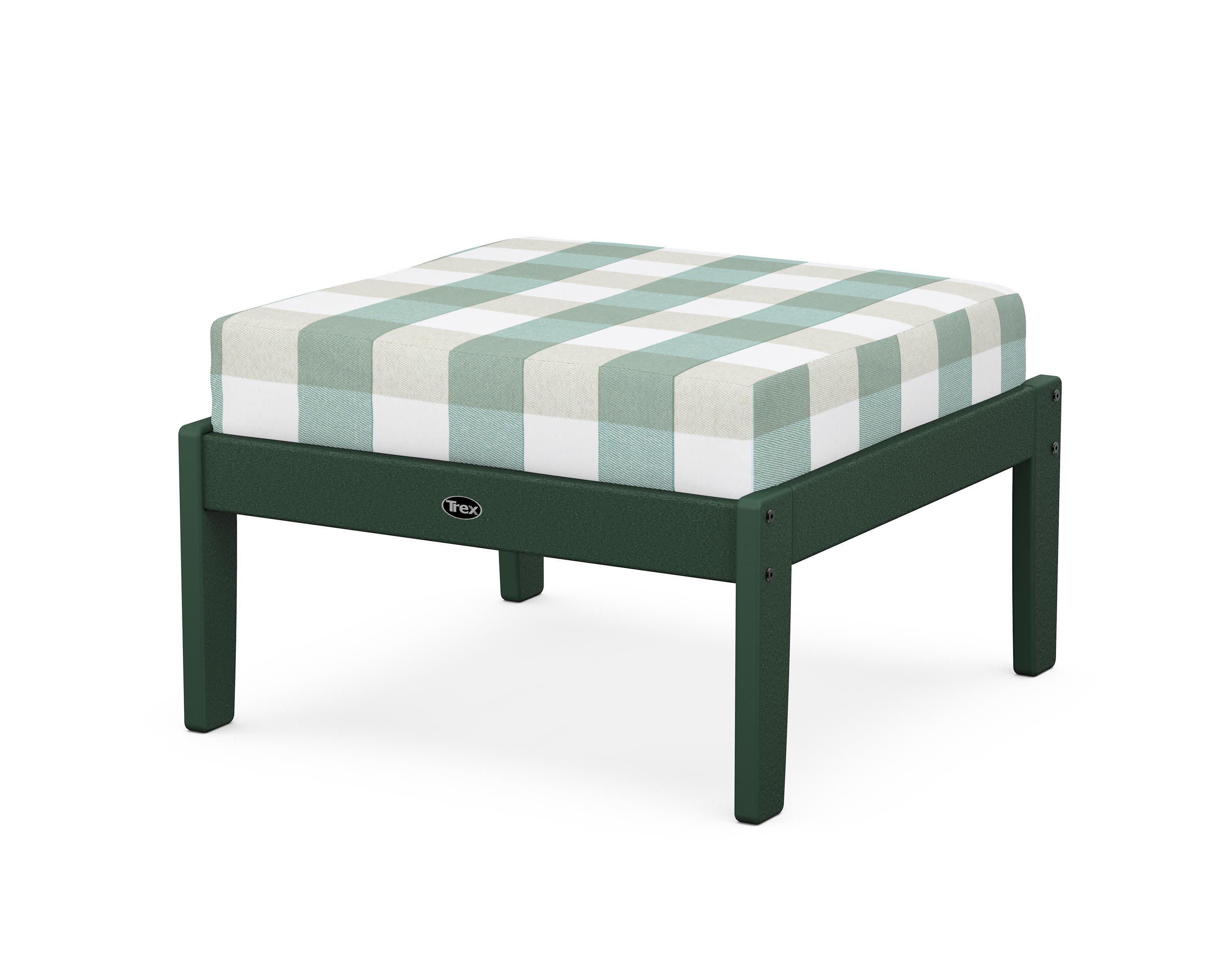Yacht Club Deep Seating Ottoman in Rainforest Canopy / Buffalo Plaid Glacier Spa
