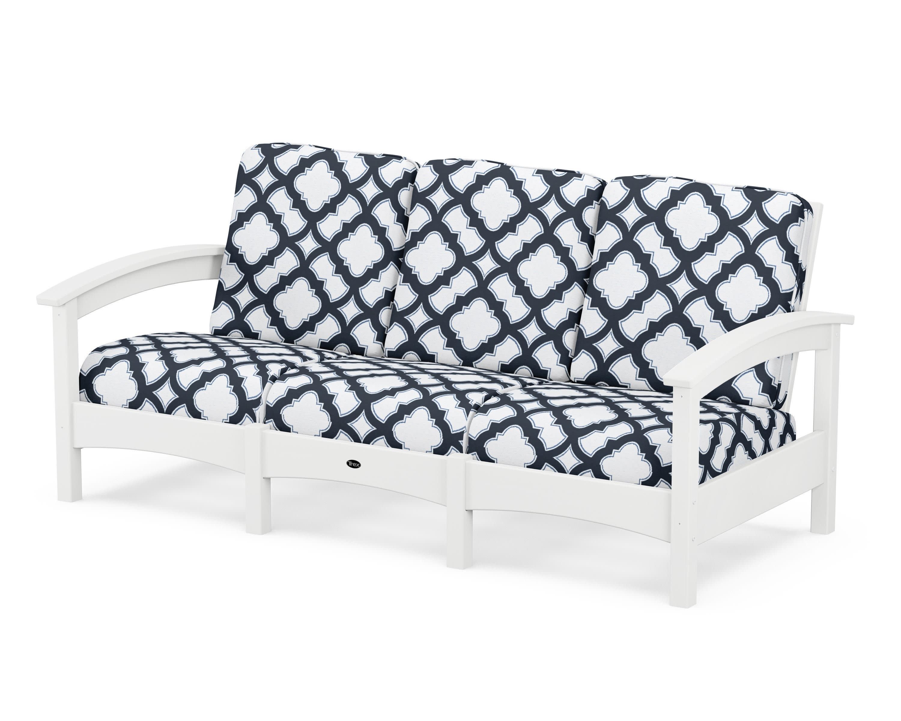 Rockport Club Sofa in Classic White / Trellis Marine Indigo