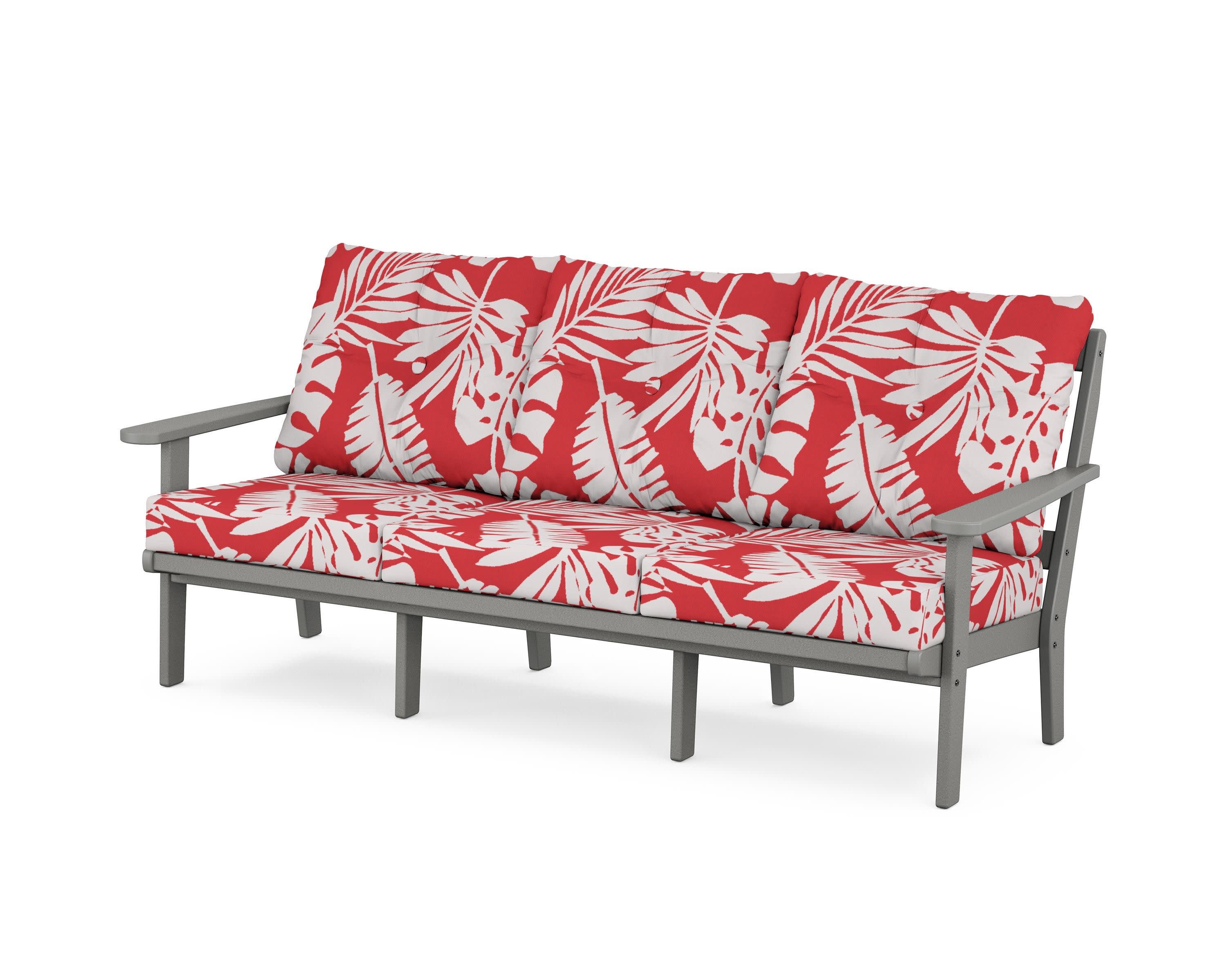 Cape Cod Deep Seating Sofa in Stepping Stone / Leaf Crimson
