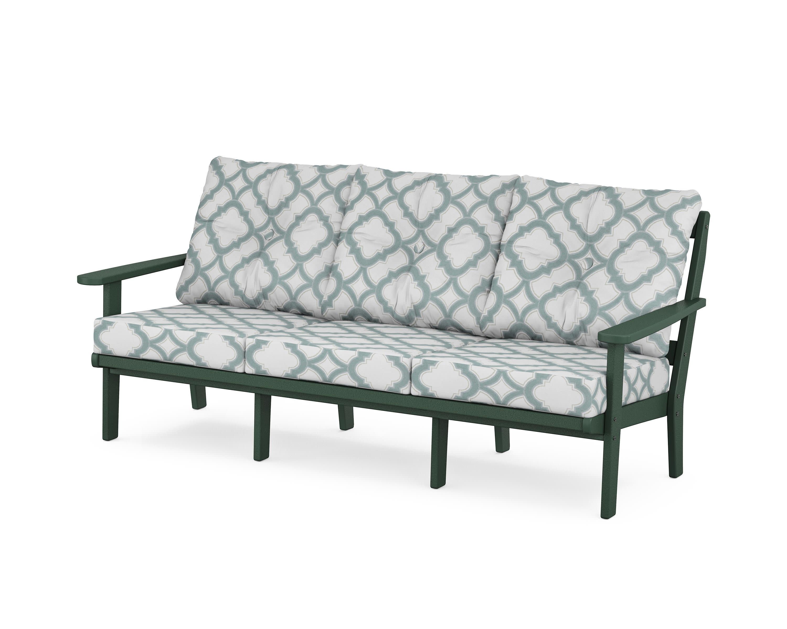 Cape Cod Deep Seating Sofa in Rainforest Canopy / Trellis Glacier Spa