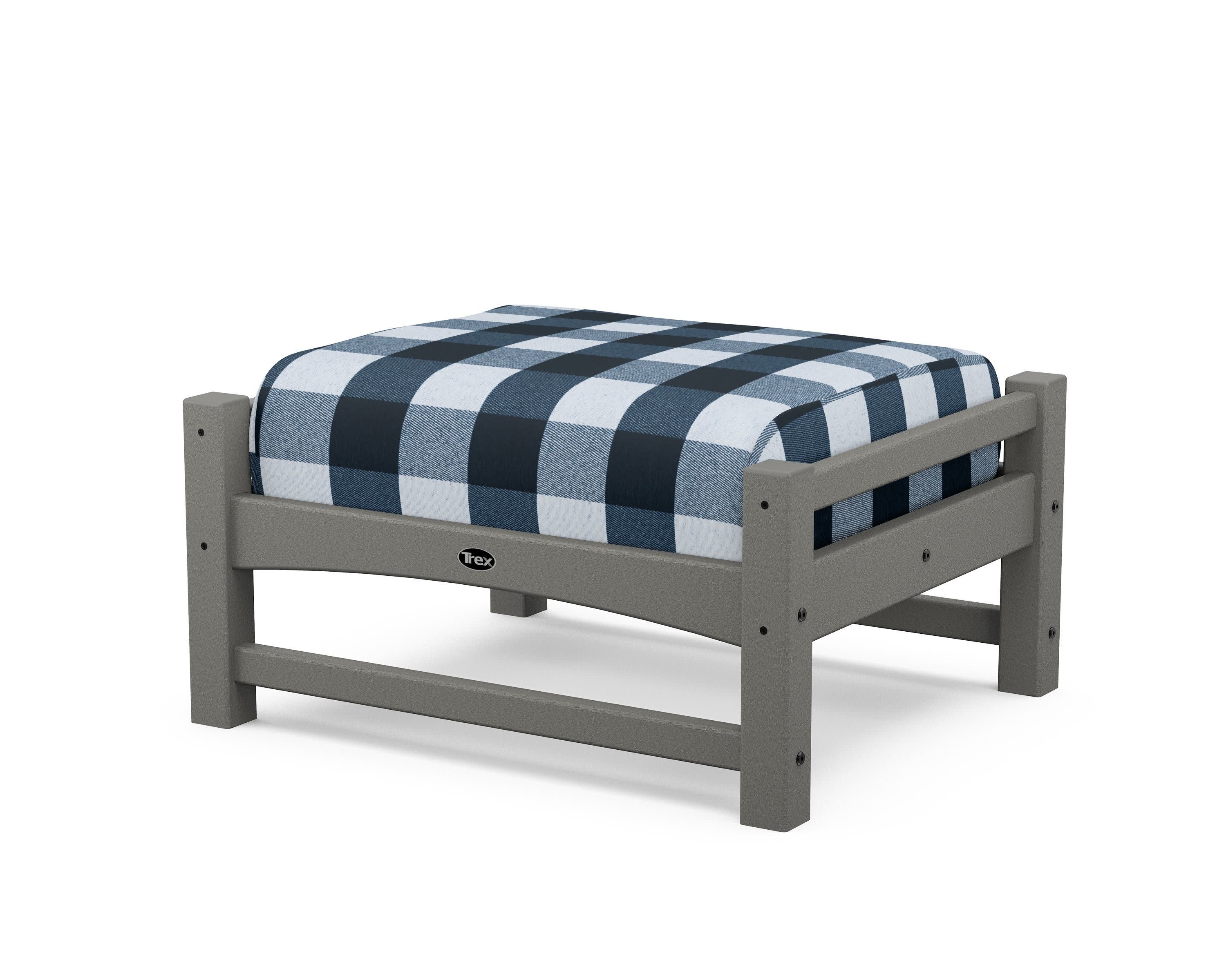 Rockport Club Ottoman in Stepping Stone / Buffalo Plaid Marine Indigo