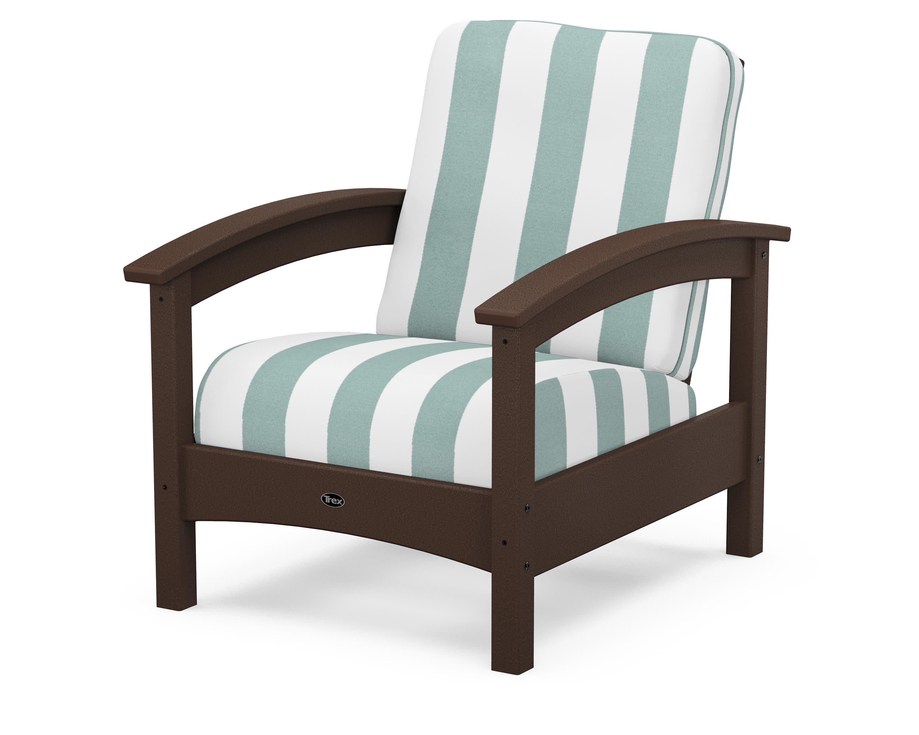 Rockport Club Chair in Vintage Lantern / Cabana Stripe Glacier Spa