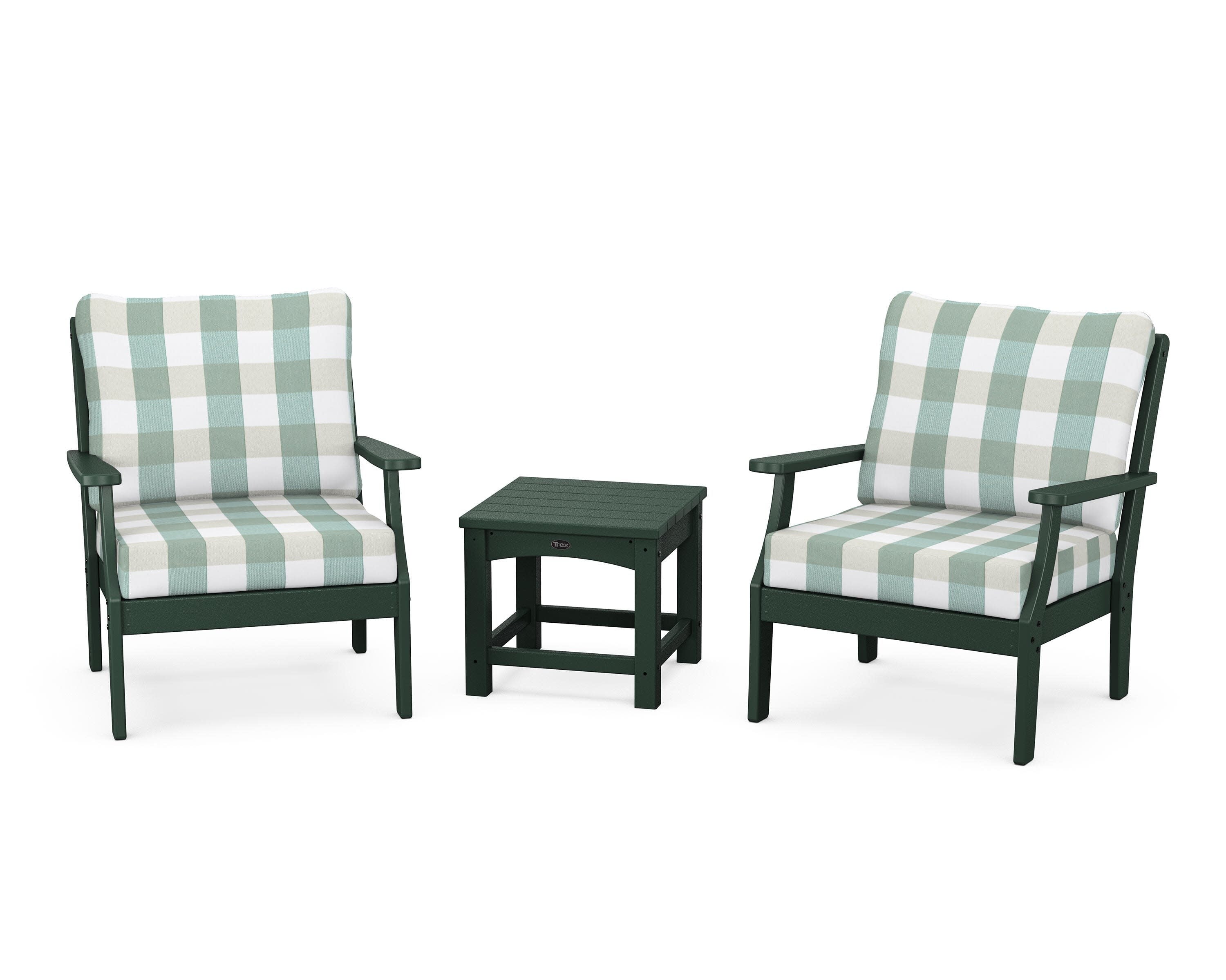 Yacht Club 3-Piece Deep Seating Set in Rainforest Canopy / Buffalo Plaid Glacier Spa