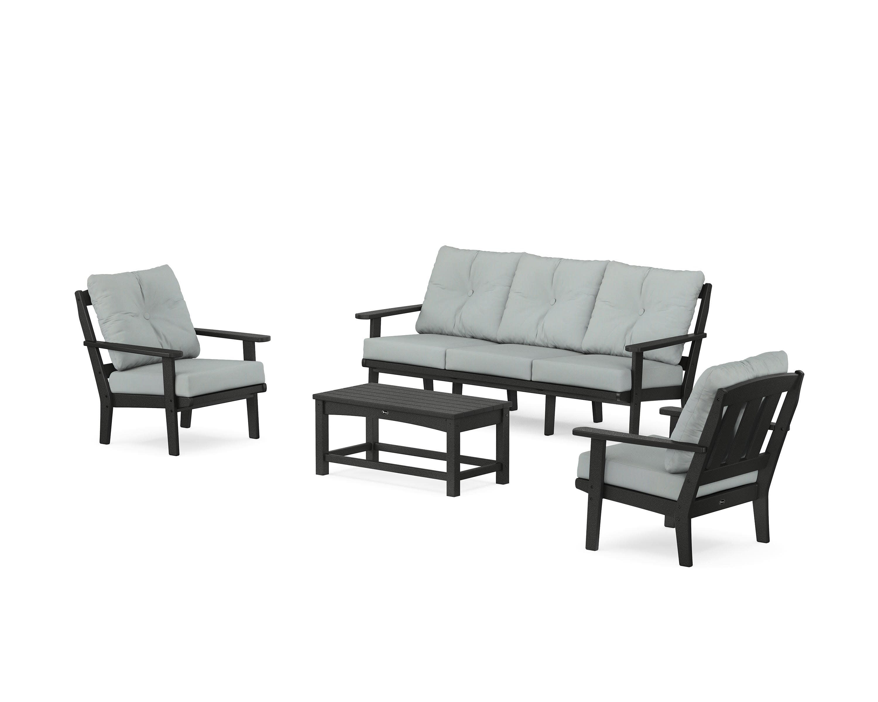 Cape Cod 4-Piece Deep Seating Set with Sofa in Charcoal Black / Spa