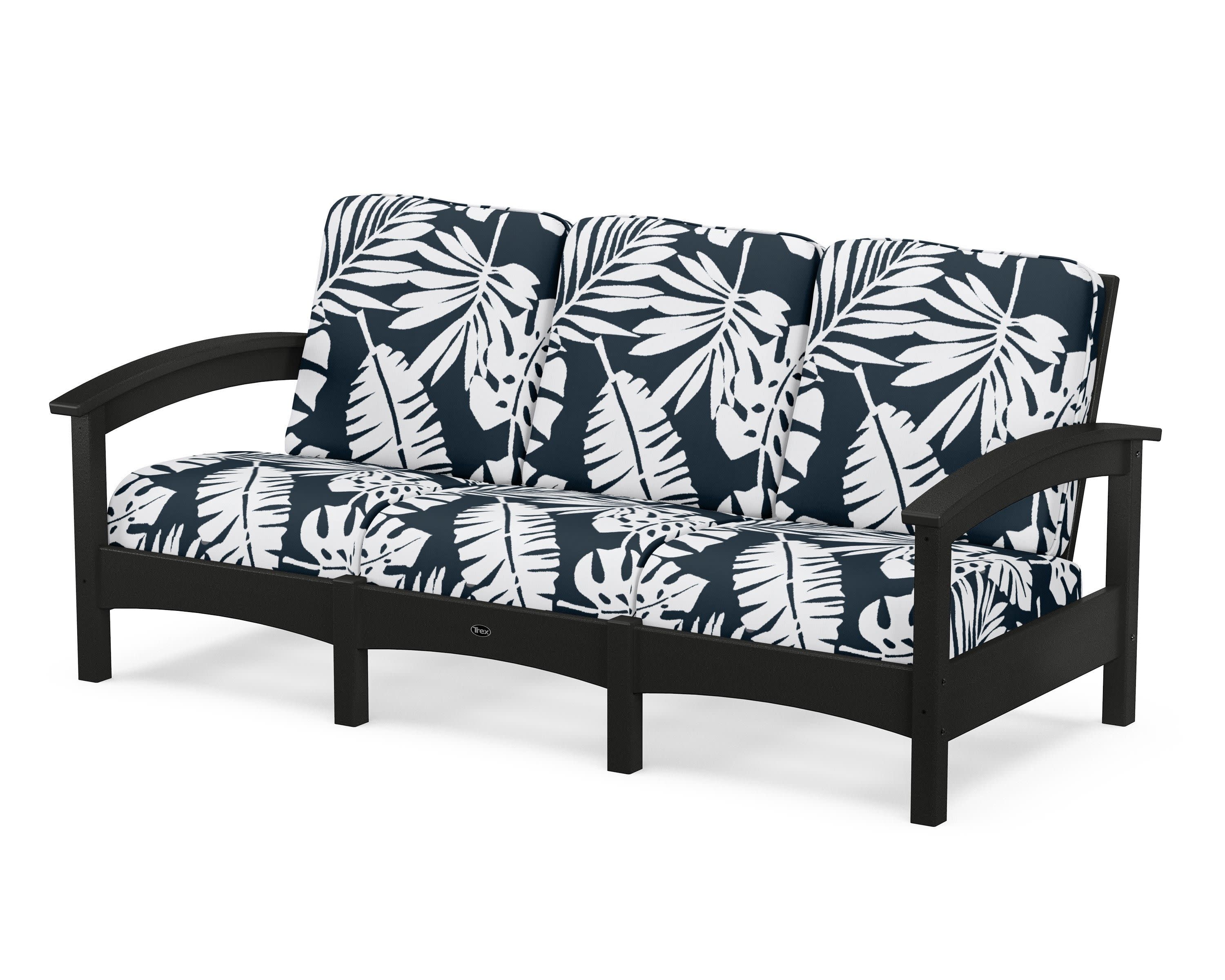 Rockport Club Sofa in Charcoal Black / Leaf Marine Indigo