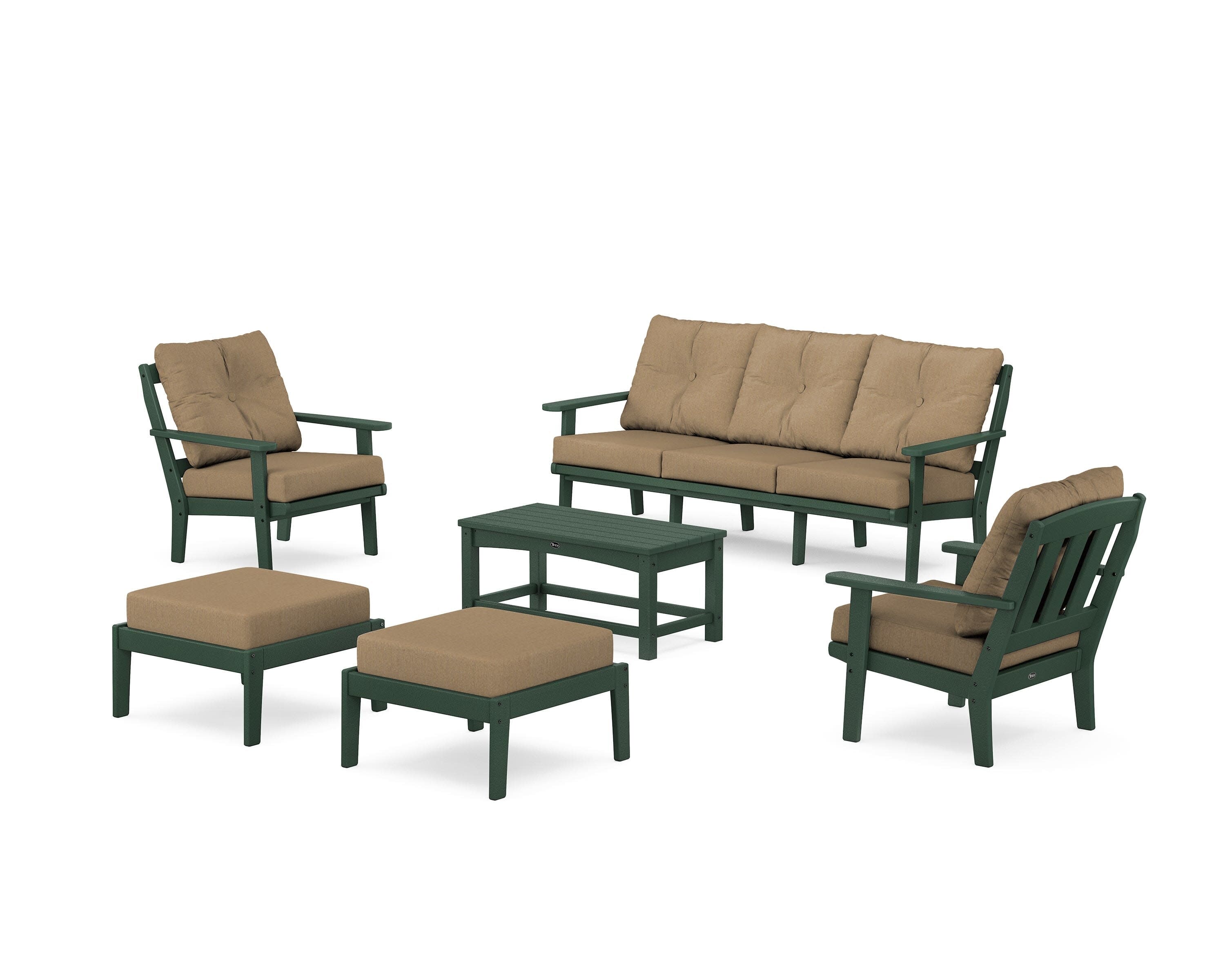 Cape Cod 6-Piece Lounge Sofa Set in Rainforest Canopy / Sesame