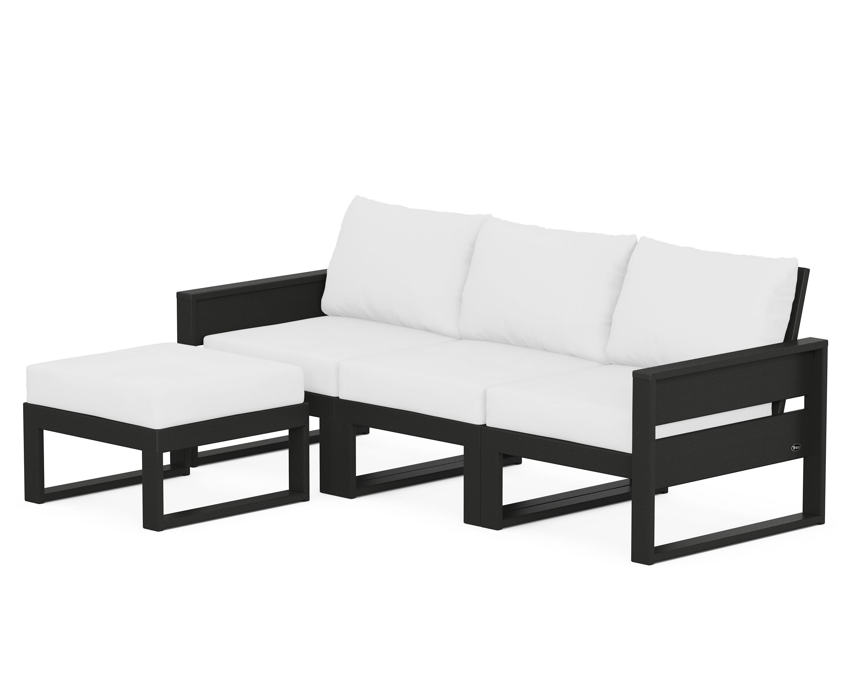 Eastport 4- Piece Sectional with Ottoman in Charcoal Black / Natural