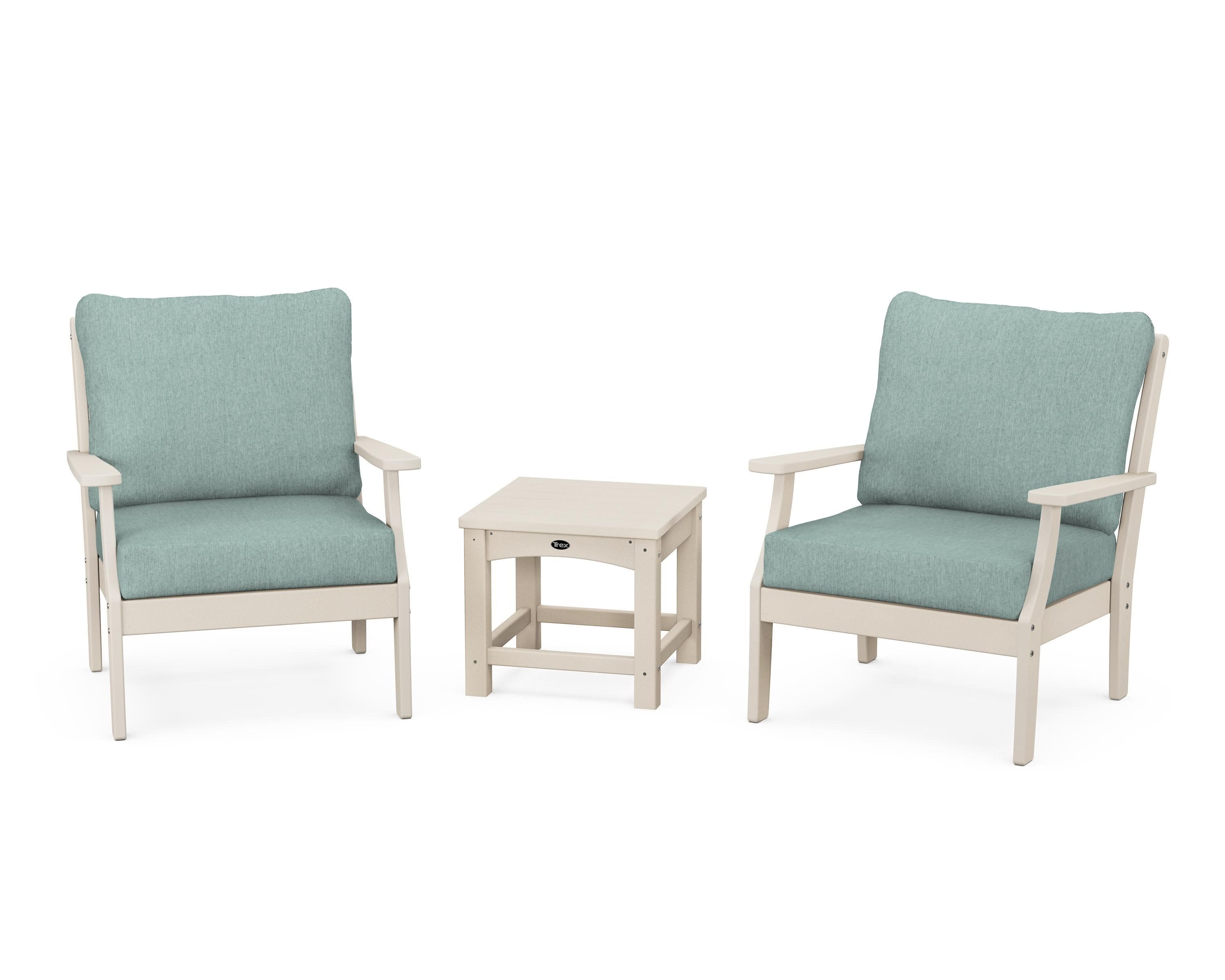Yacht Club 3-Piece Deep Seating Set in Sand Castle / Glacier Spa