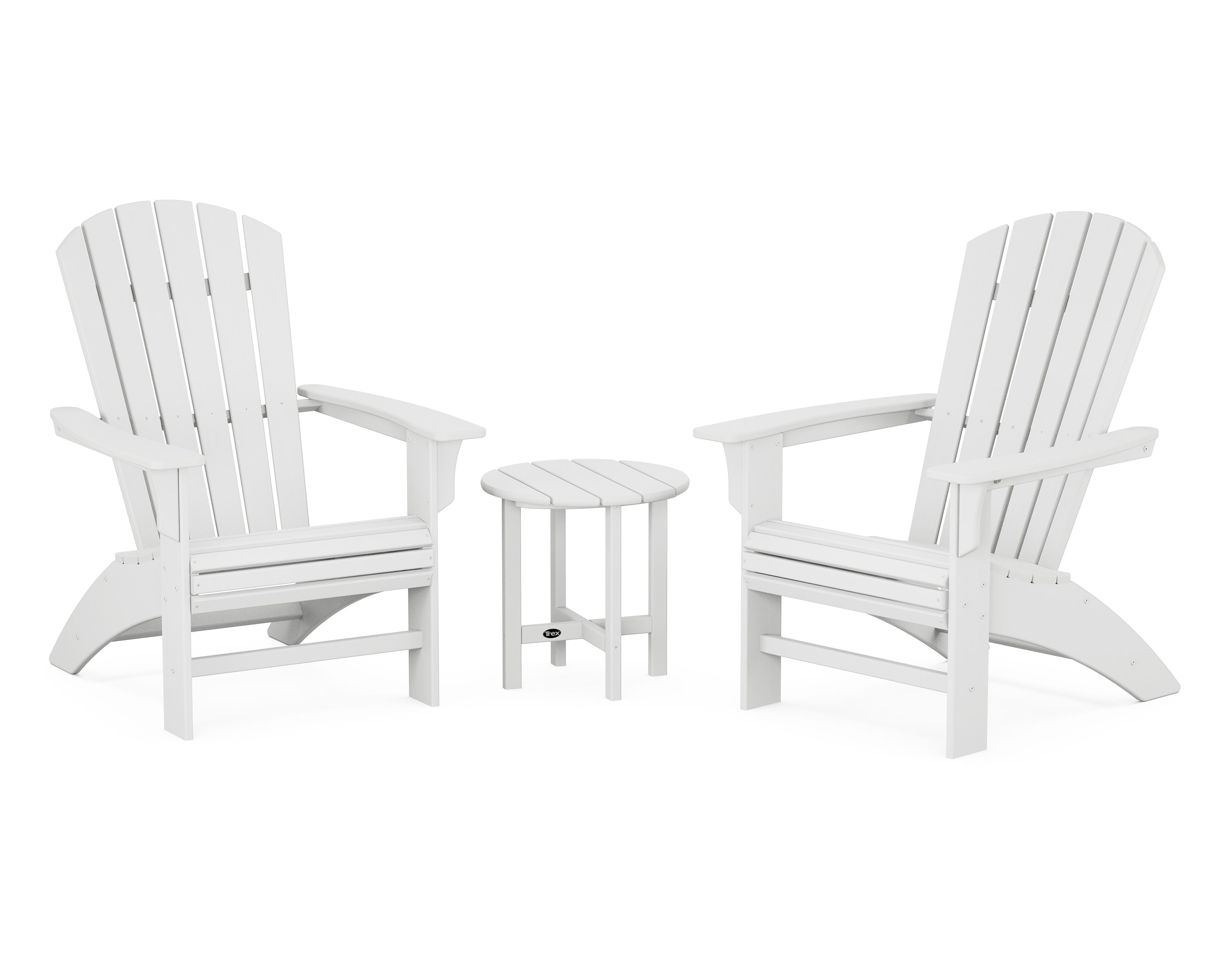 Yacht Club 3-Piece Curveback Adirondack Set in Classic White