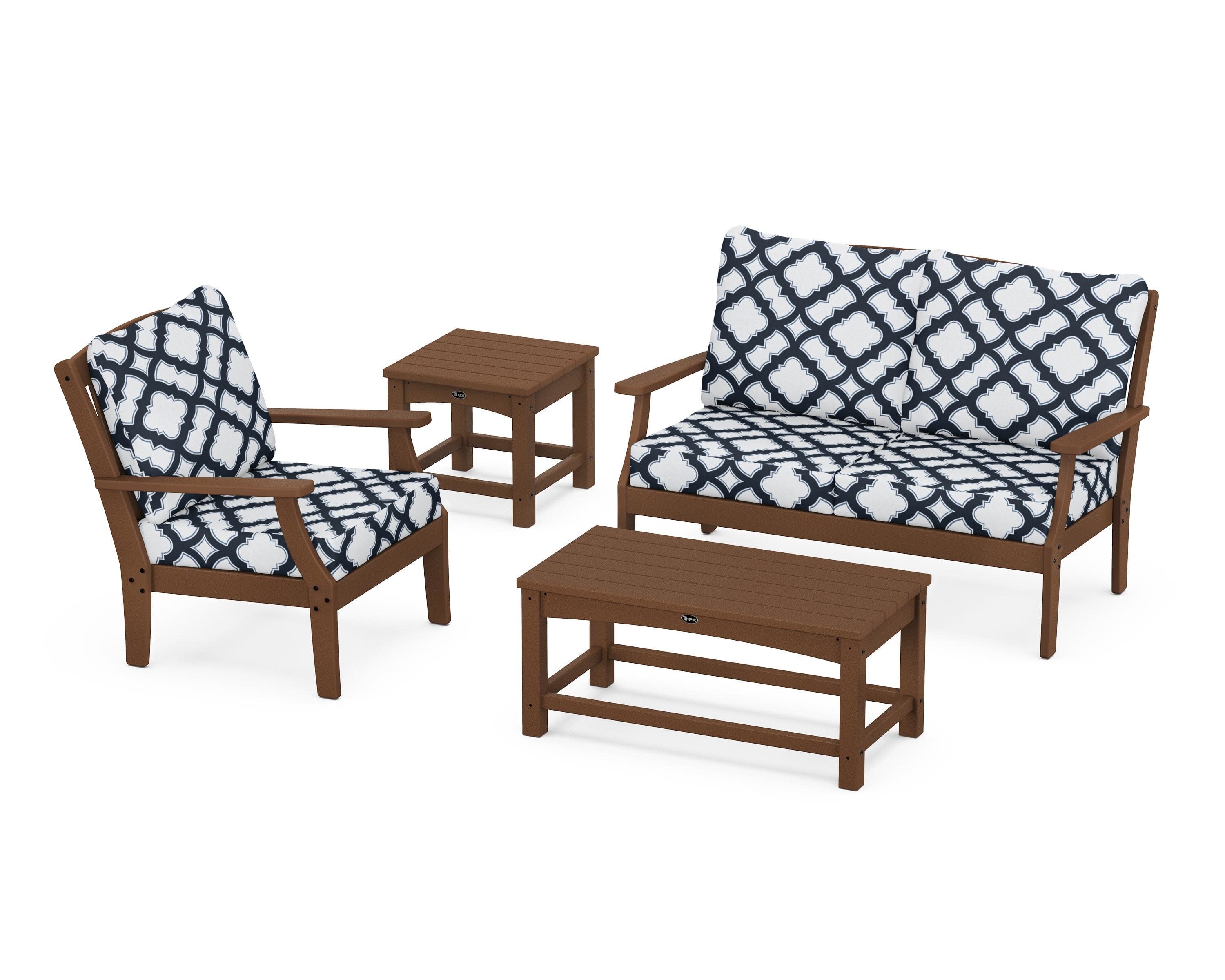 Yacht Club 4-Piece Deep Seating Set in Tree House / Trellis Marine Indigo