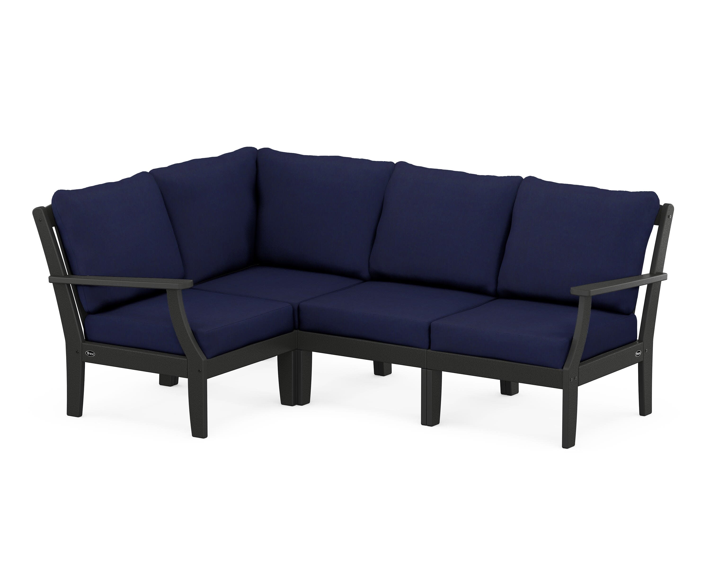 Yacht Club Modular 4-Piece Deep Seating Set in Charcoal Black / Navy
