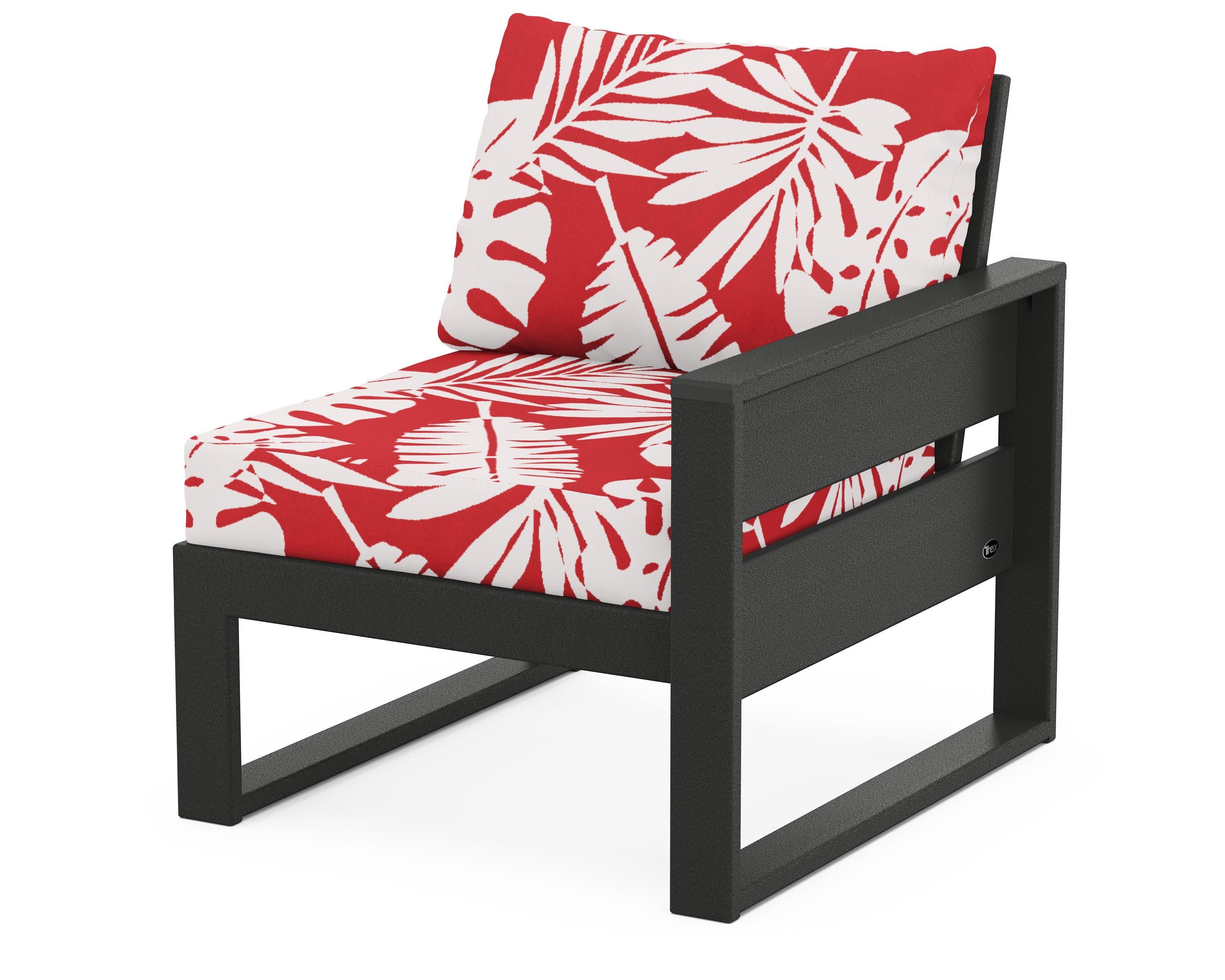 Eastport Modular Right Arm Chair in Charcoal Black / Leaf Crimson