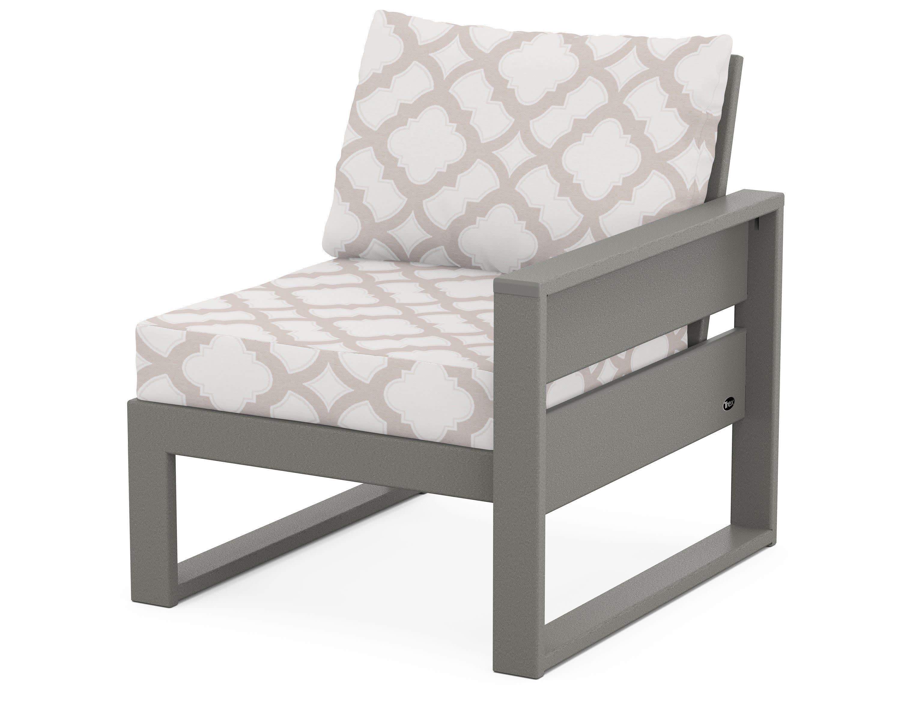 Eastport Modular Right Arm Chair in Stepping Stone / Trellis Dune Burlap