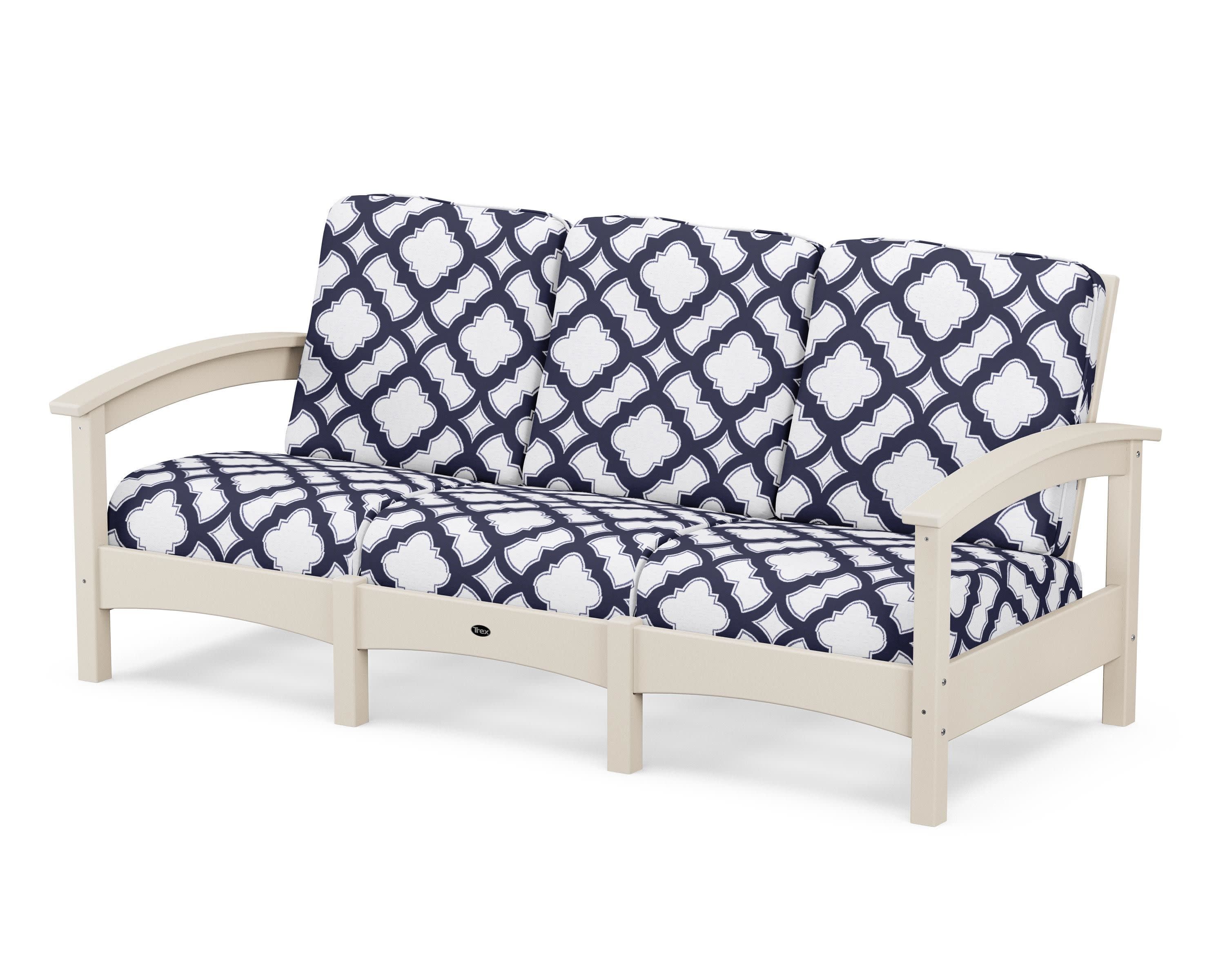 Rockport Club Sofa in Sand Castle / Trellis Navy