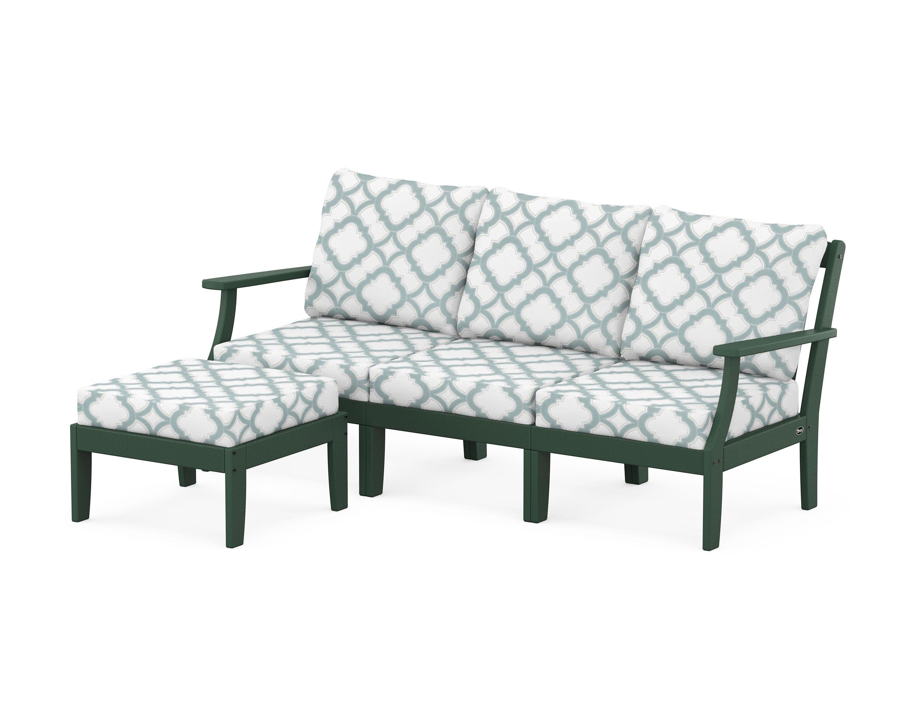 Yacht Club Modular 4-Piece Deep Seating Set with Ottoman in Rainforest Canopy / Trellis Glacier Spa