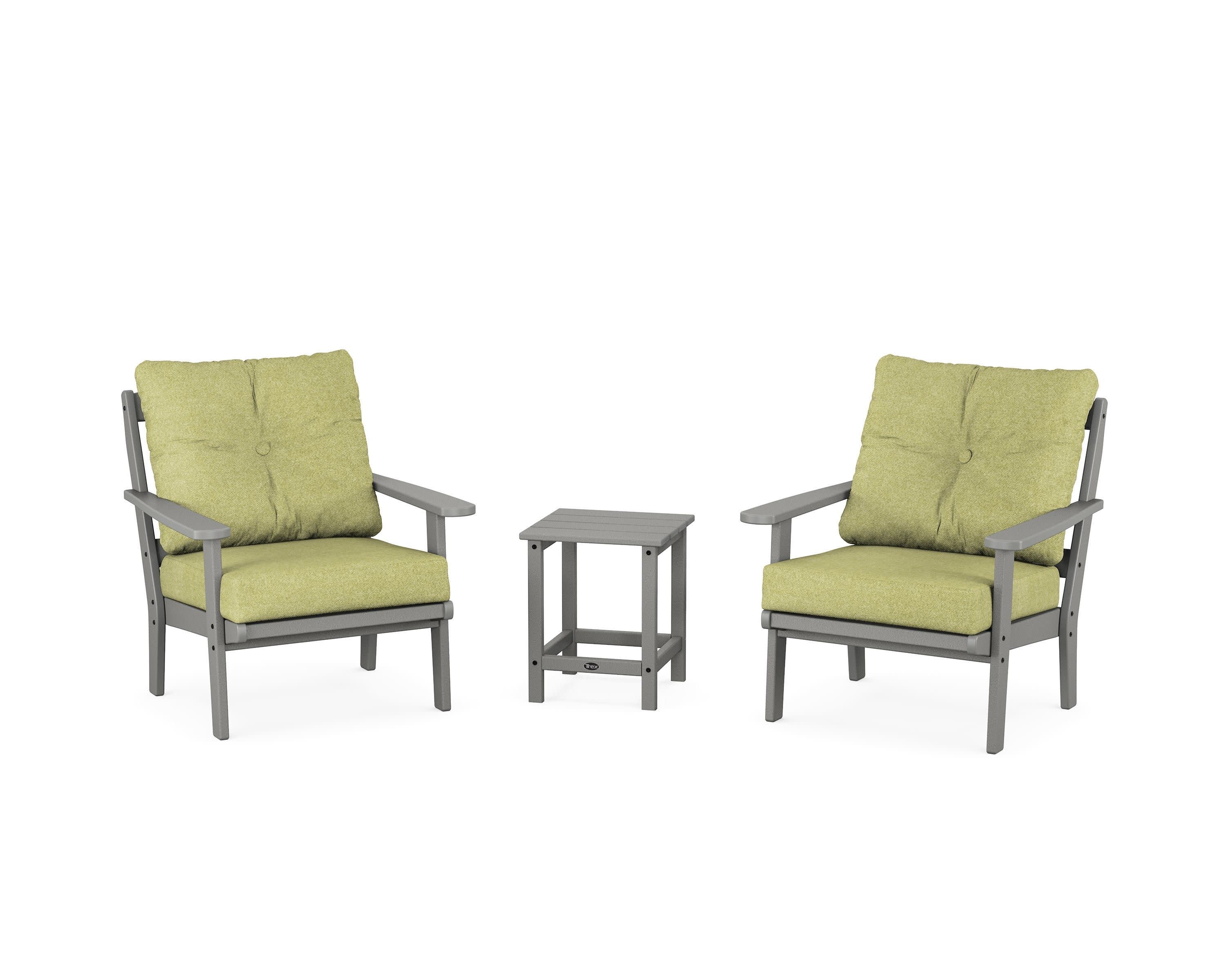 Cape Cod 3-Piece Deep Seating Set in Stepping Stone / Chartreuse Boucle