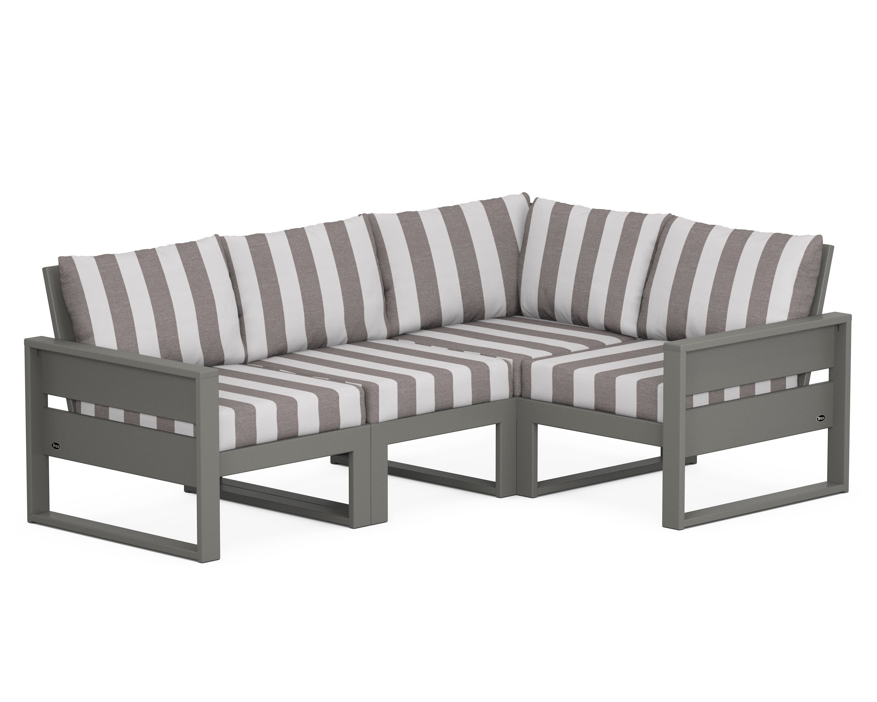 Eastport 4- Piece Sectional in Stepping Stone / Cabana Stripe Grey Mist