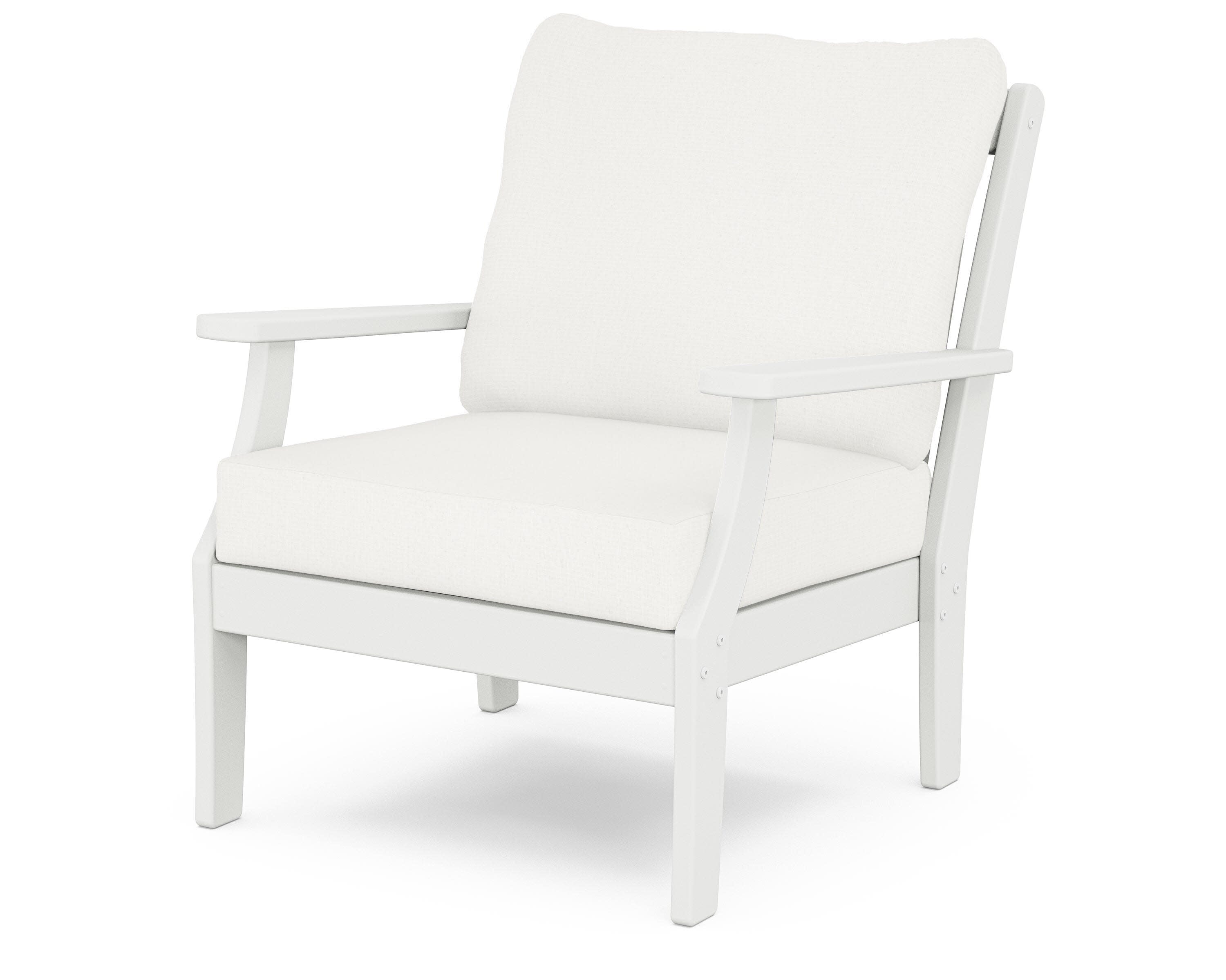 Yacht Club Deep Seating Chair in Classic White / Natural Linen