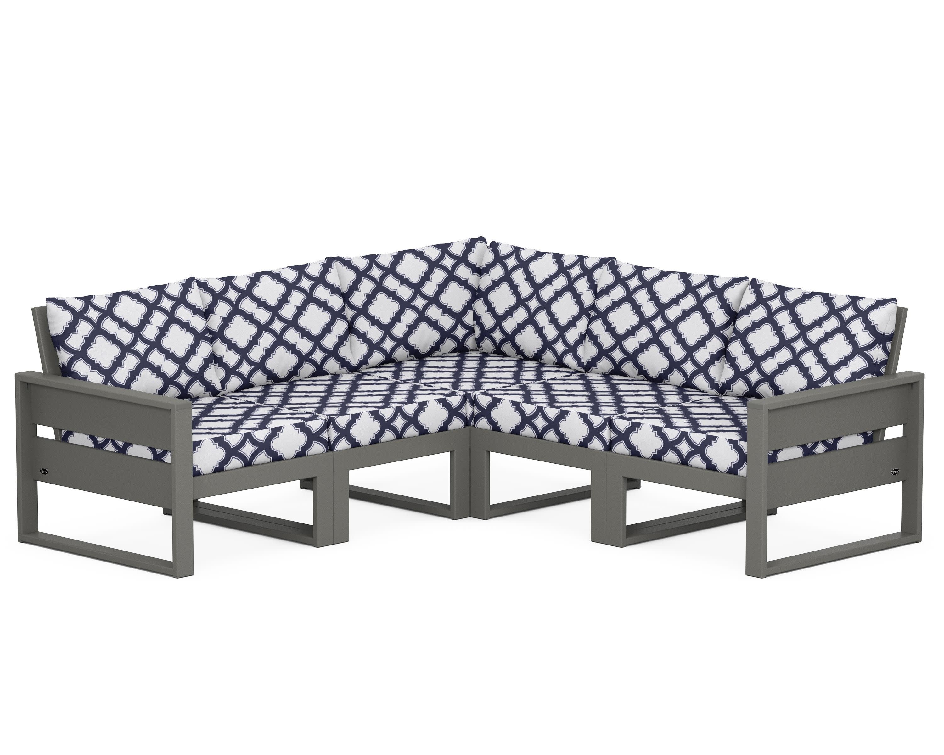 Eastport 5-Piece Sectional in Stepping Stone / Trellis Navy