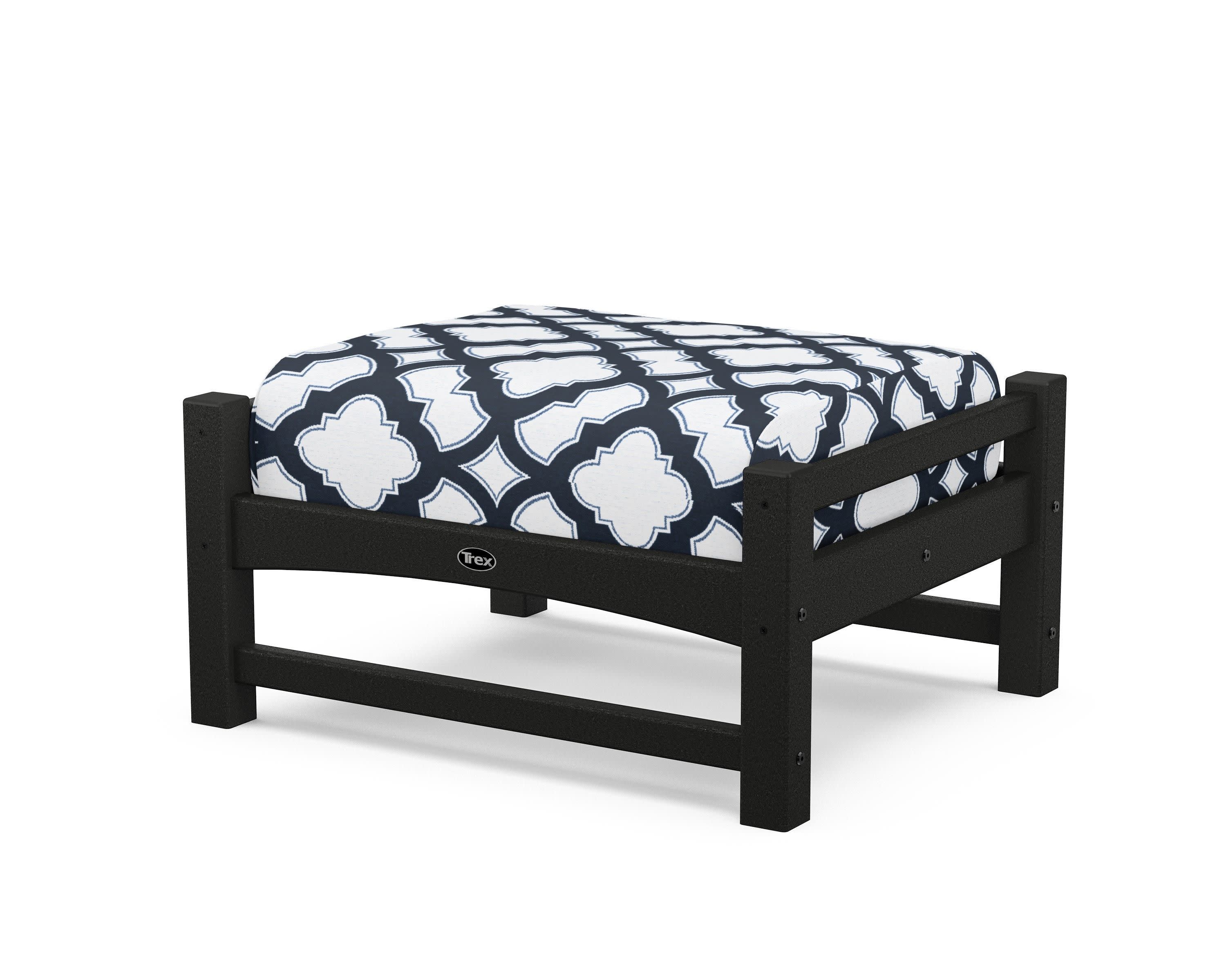 Rockport Club Ottoman in Charcoal Black / Trellis Marine Indigo
