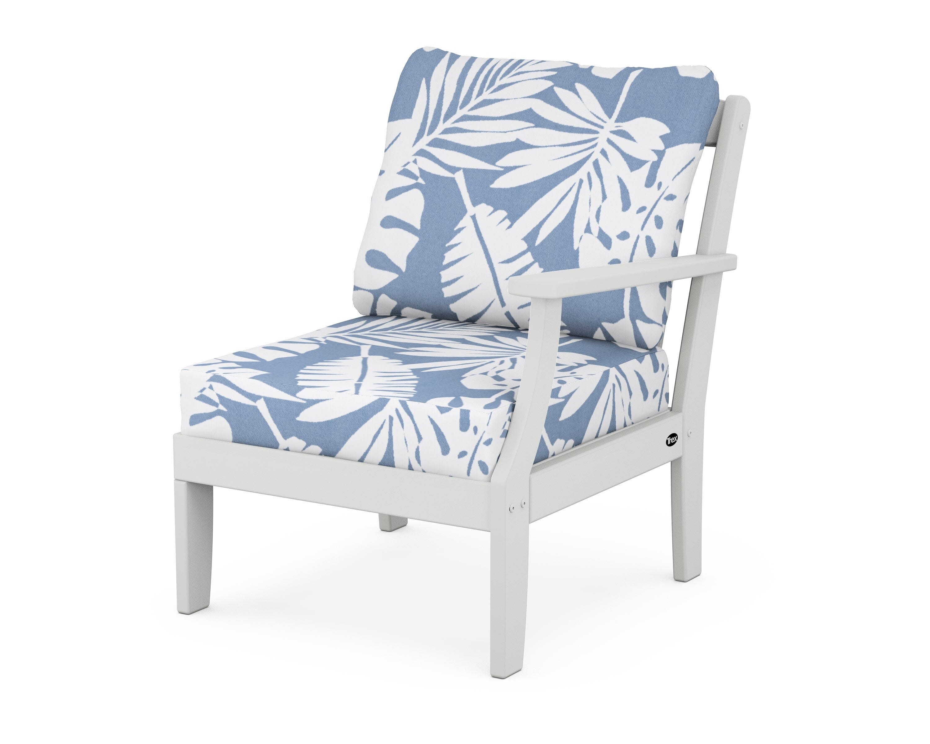 Yacht Club Modular Right Arm Chair in Classic White / Leaf Sky Blue