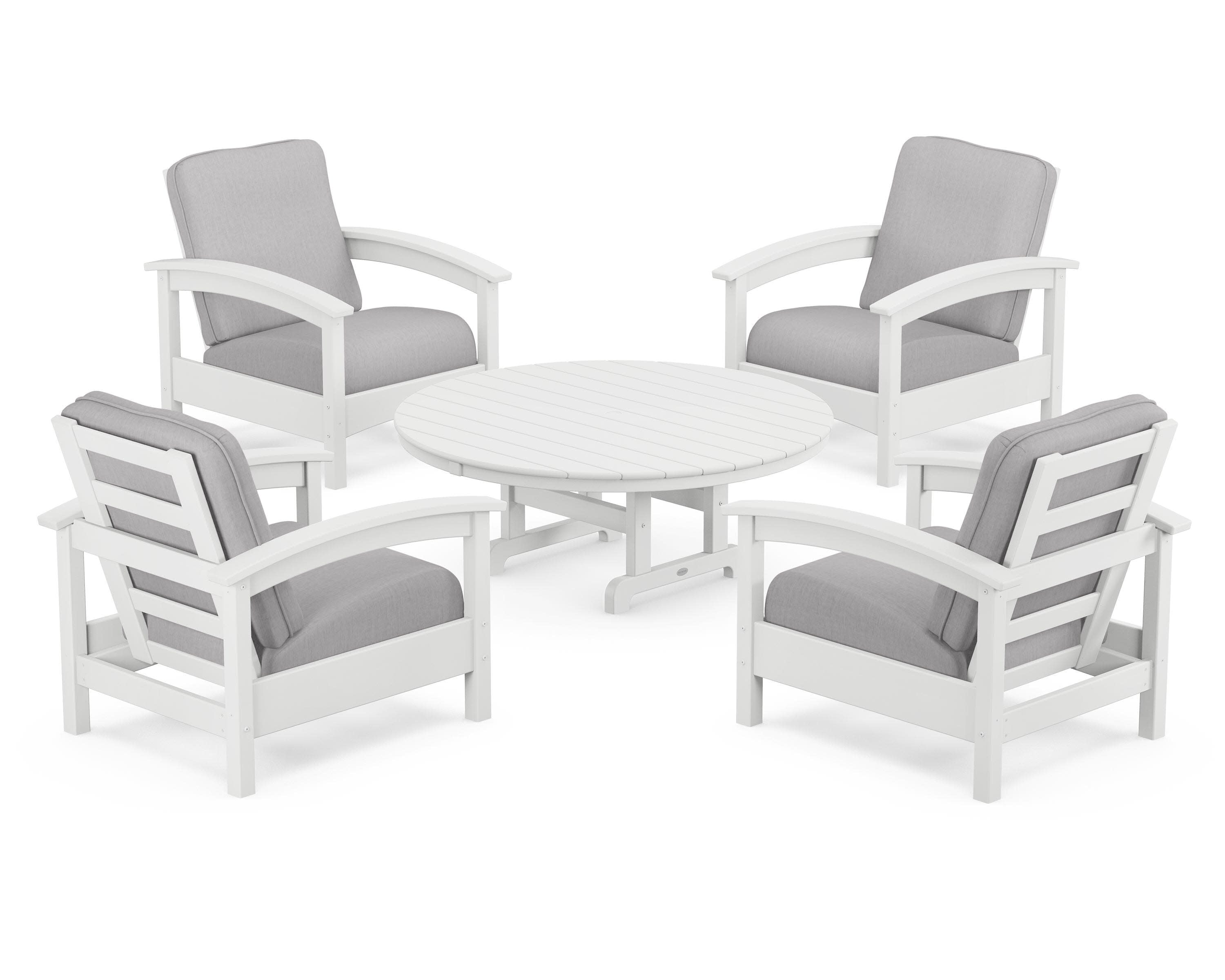 Rockport 5-Piece Deep Seating Set in Classic White / Granite