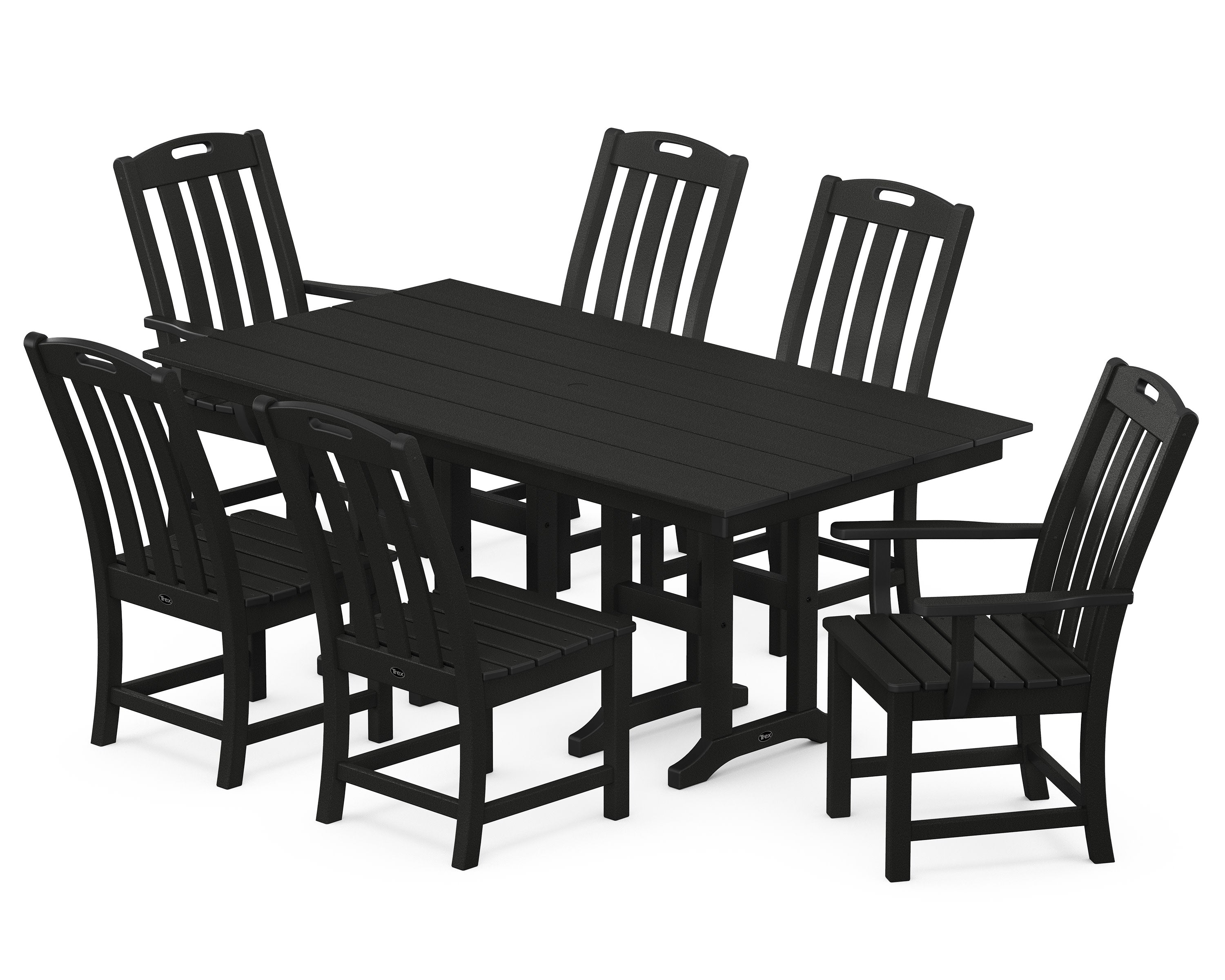 Yacht Club 7-Piece Farmhouse Dining Set in Charcoal Black
