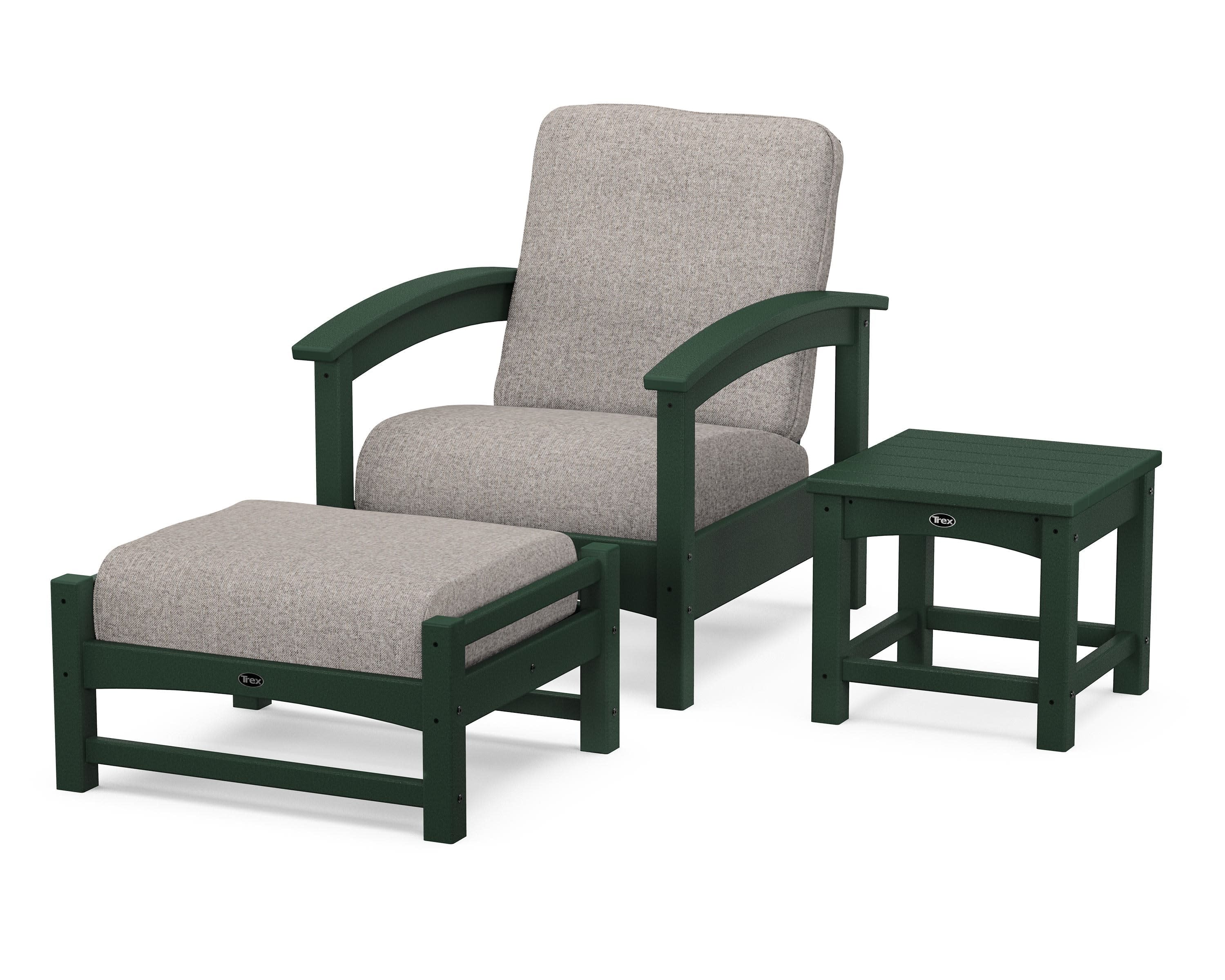 Rockport 3-Piece Deep Seating Set in Rainforest Canopy / Weathered Tweed