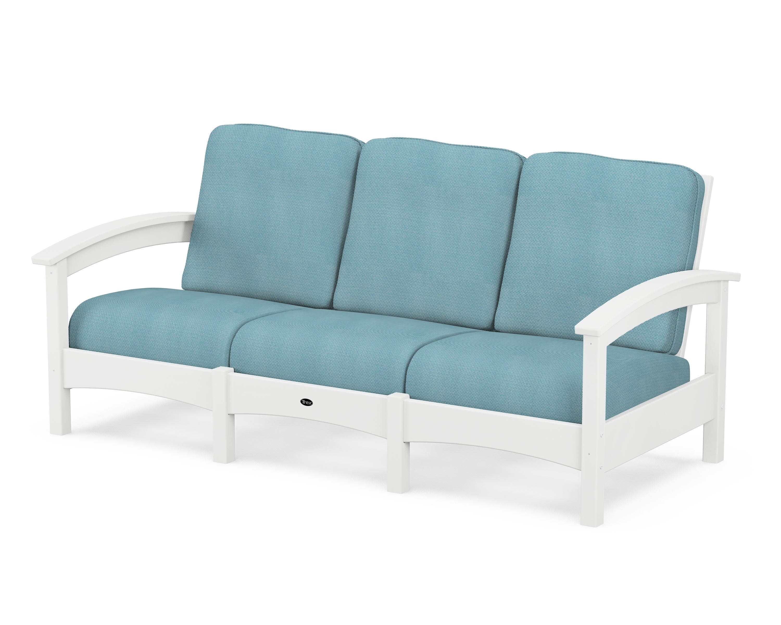 Rockport Club Sofa in Classic White / Lattice Sky Blue