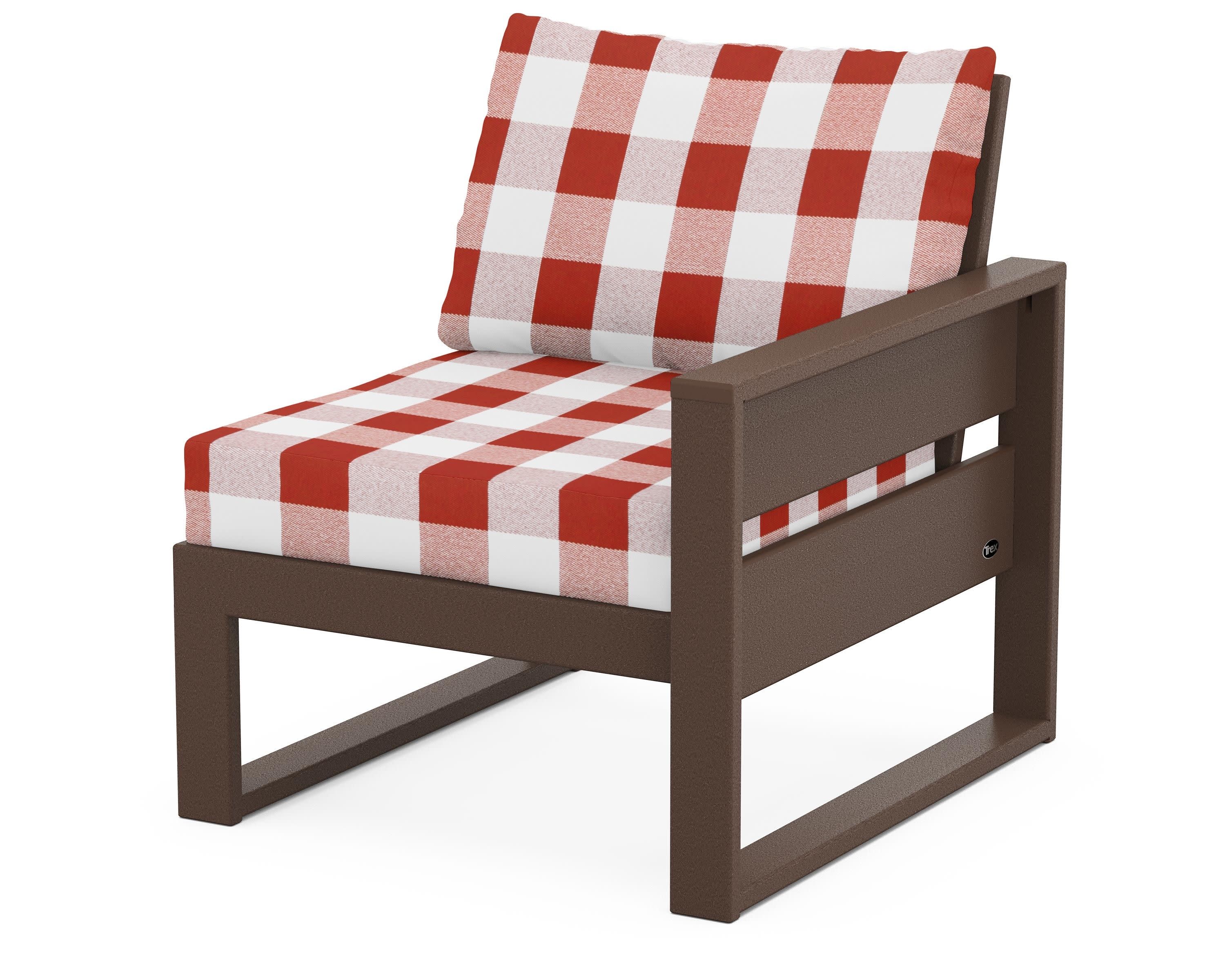Eastport Modular Right Arm Chair in Vintage Lantern / Buffalo Plaid Crimson