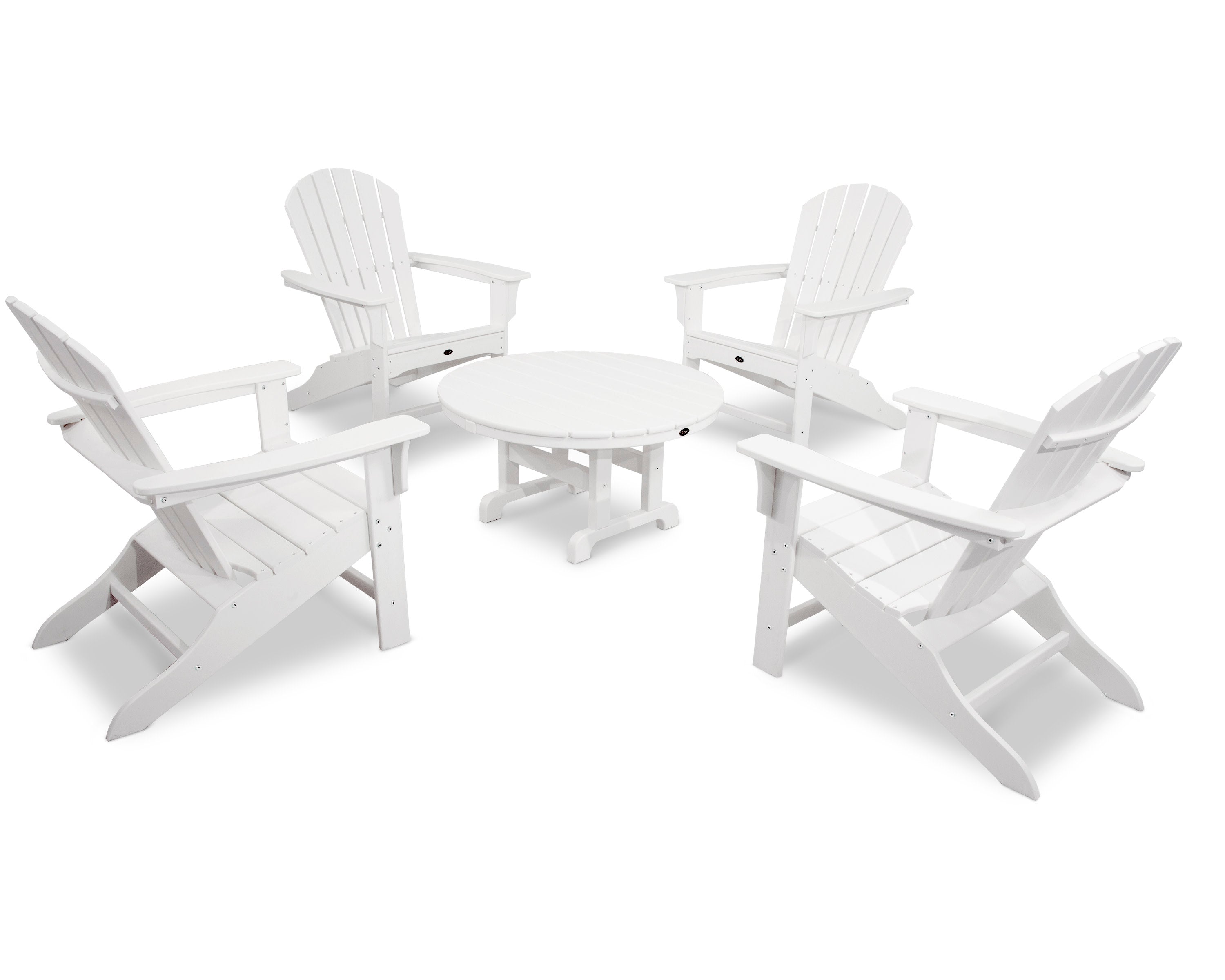 Yacht Club Shellback 5-Piece Adirondack Conversation Group in Classic White